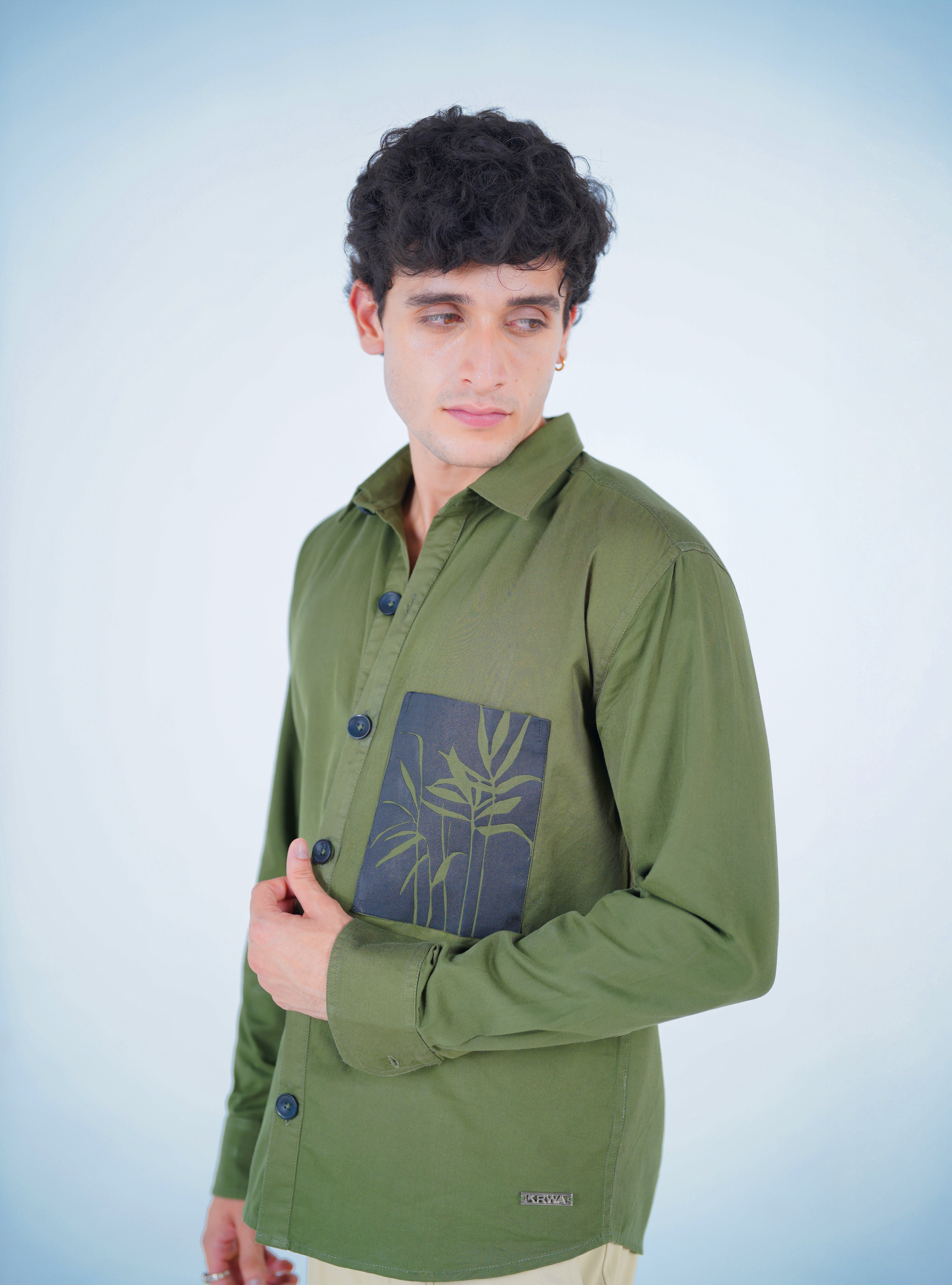 Unisex Green Cotton Twill Shirt