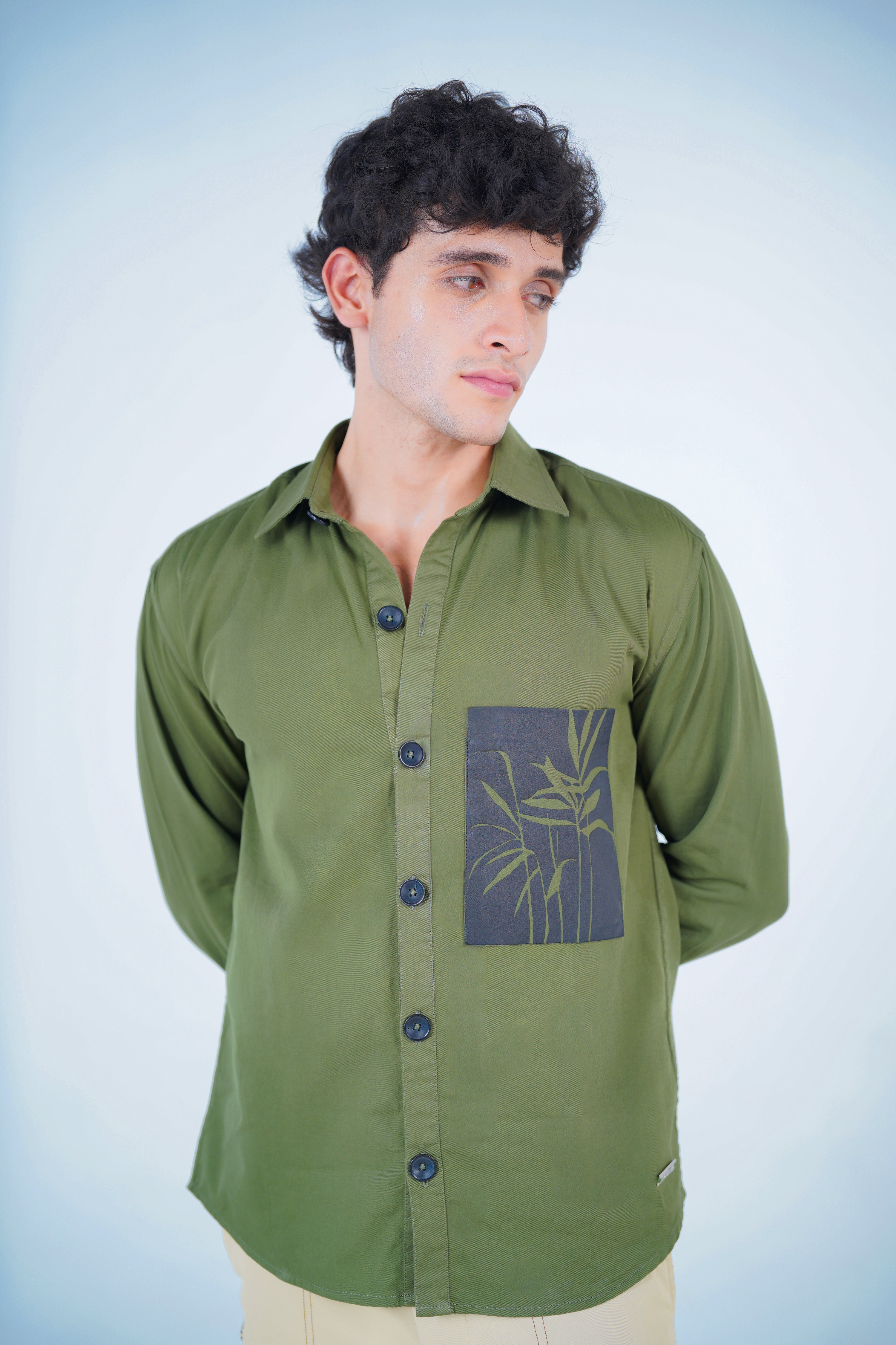 Unisex Green Cotton Twill Shirt