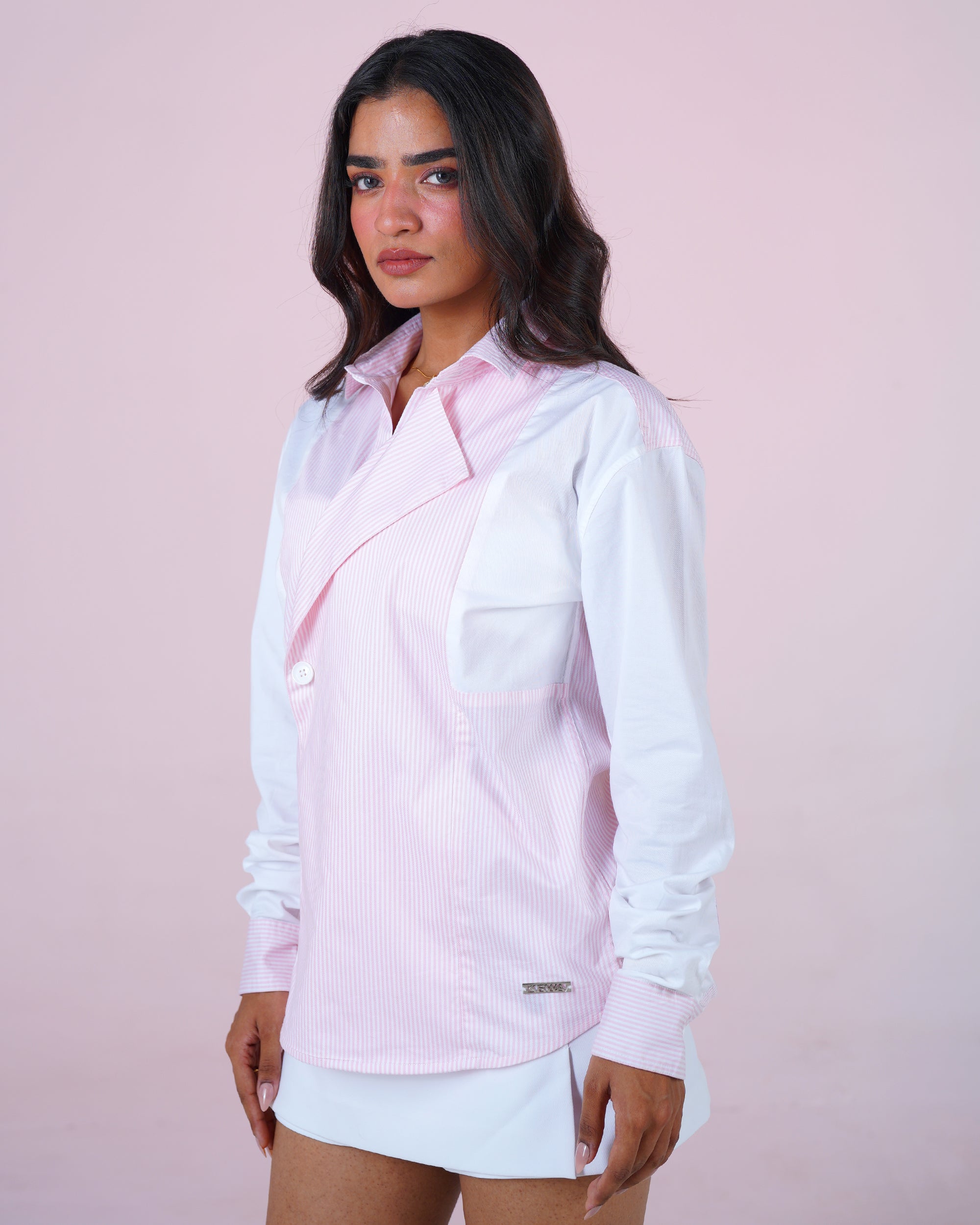 Unisex Paneled Pink Shirt