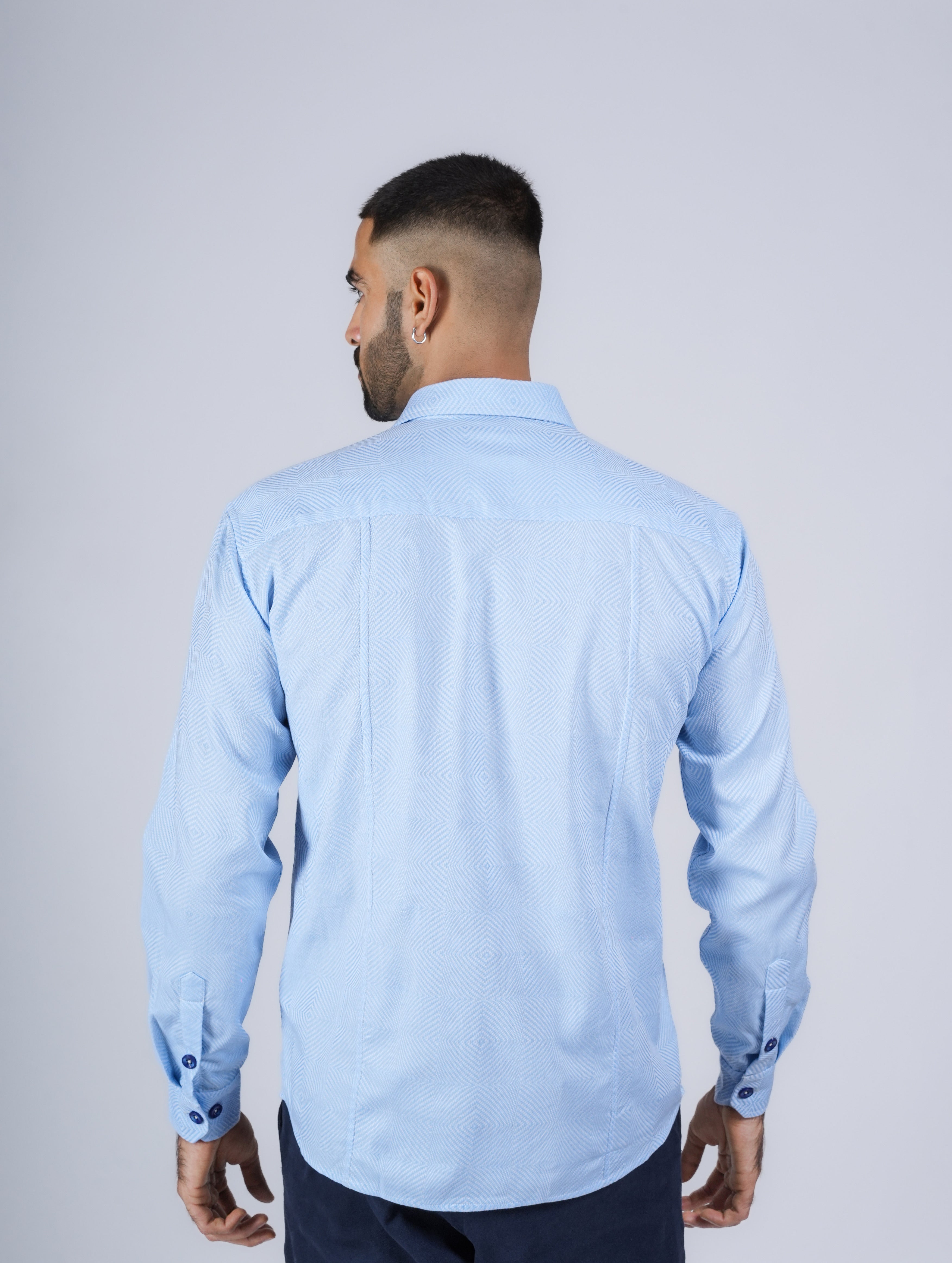 Sky Blue Embroidered Cotton Shirt