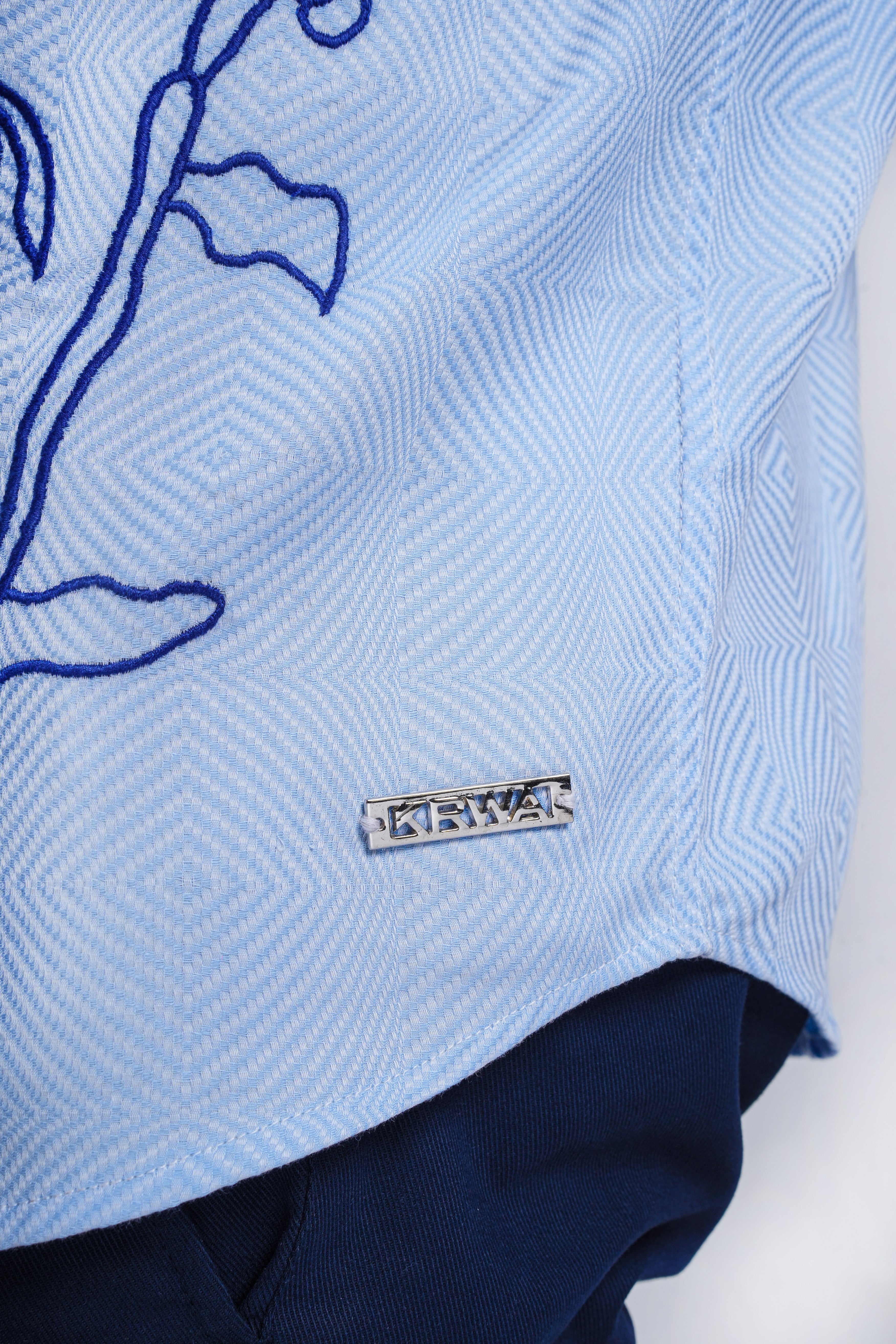 Sky Blue Embroidered Cotton Shirt