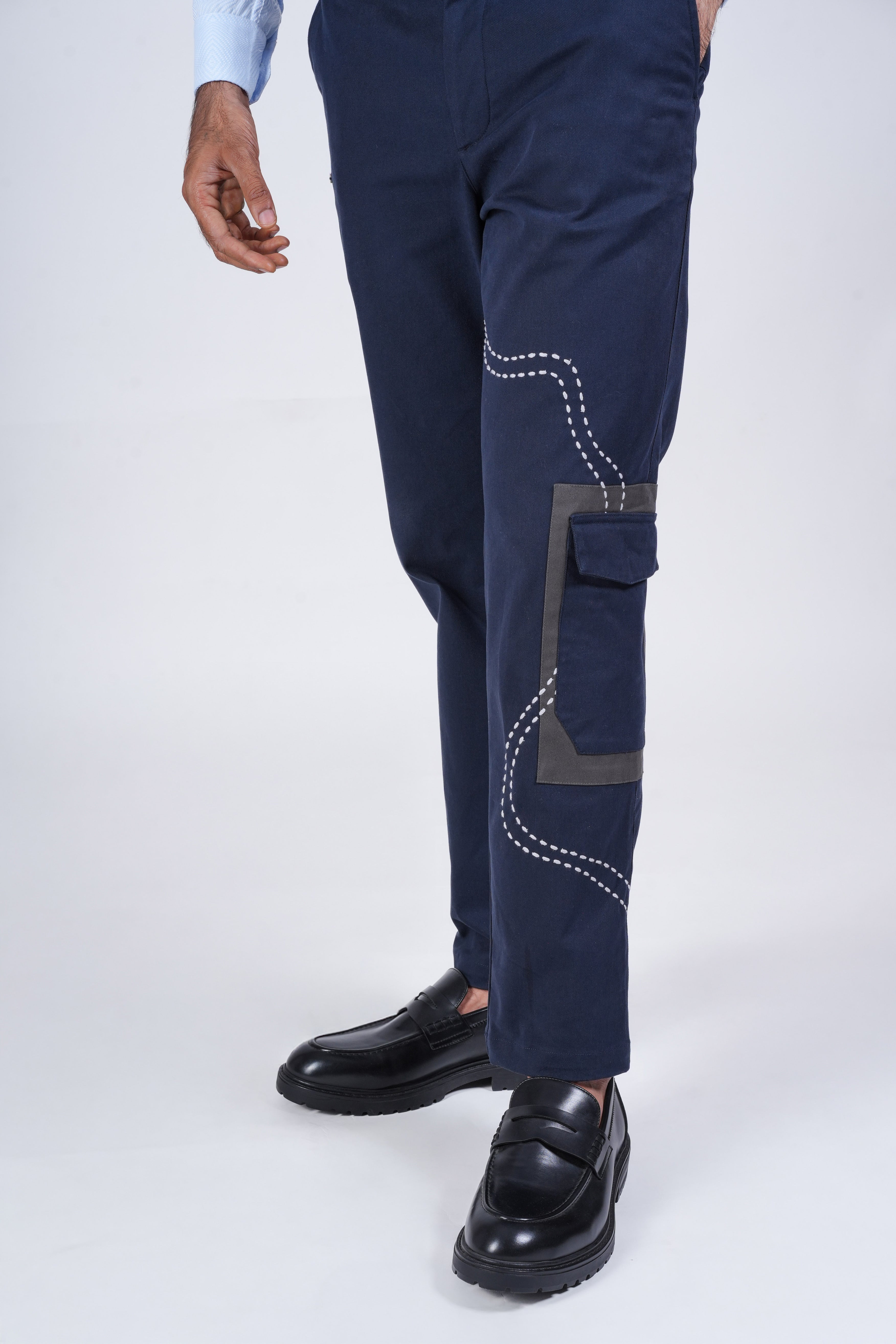 Navy Chino with Embroidery Detail