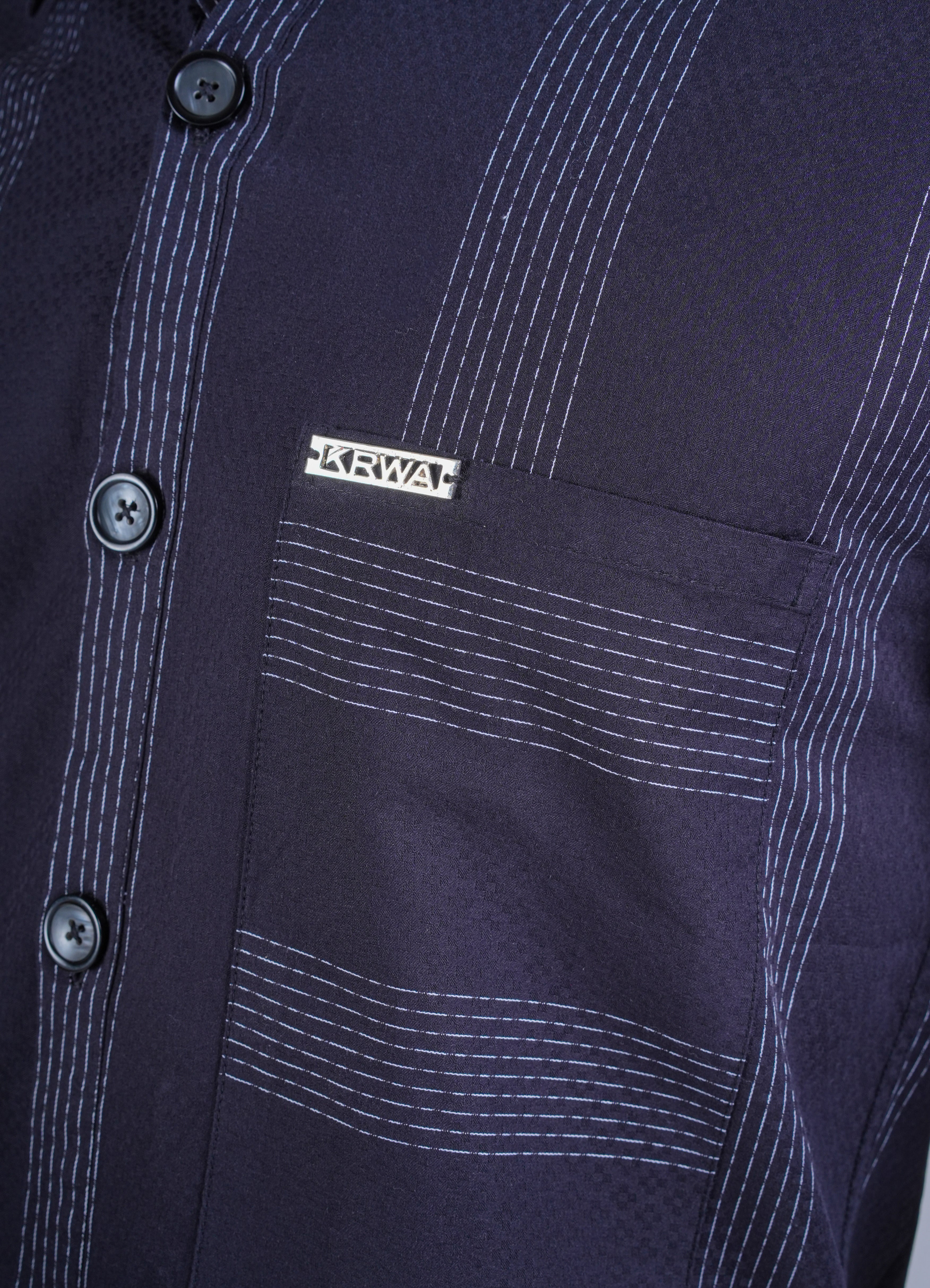 Dark Navy Shirt with Contrast Grid Lines
