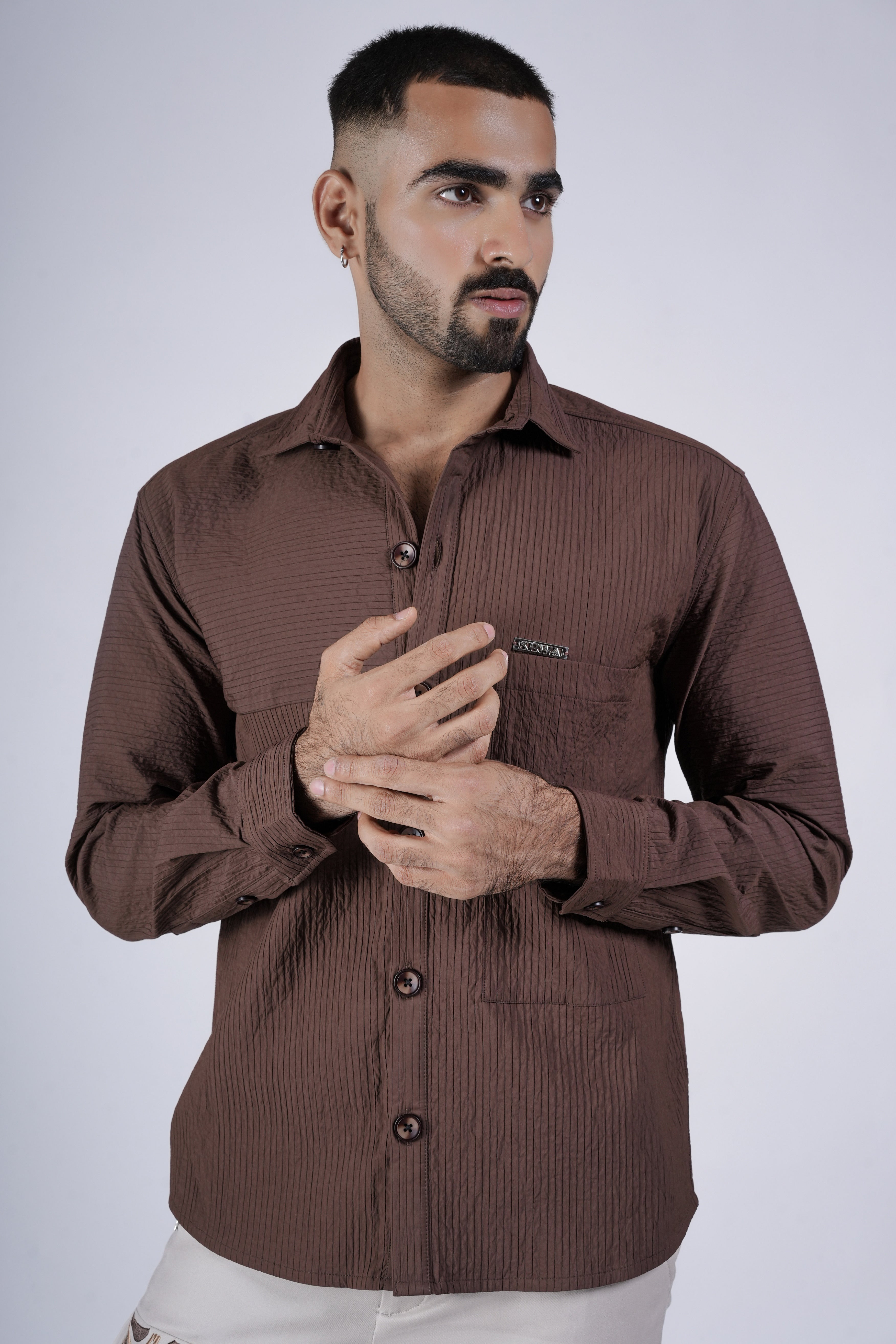 Brown Crinkle Shirt