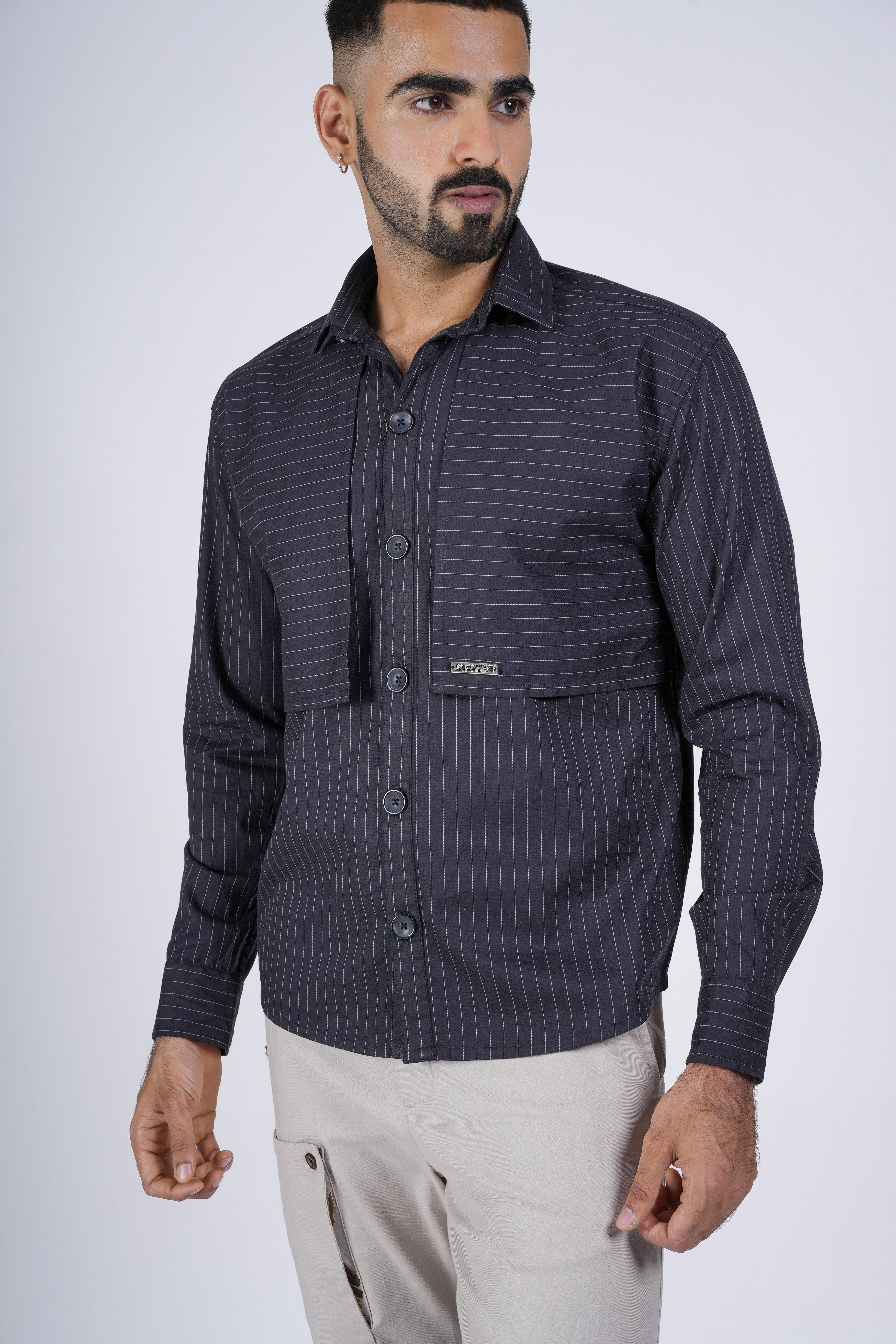 Black Flap Panel Shirt