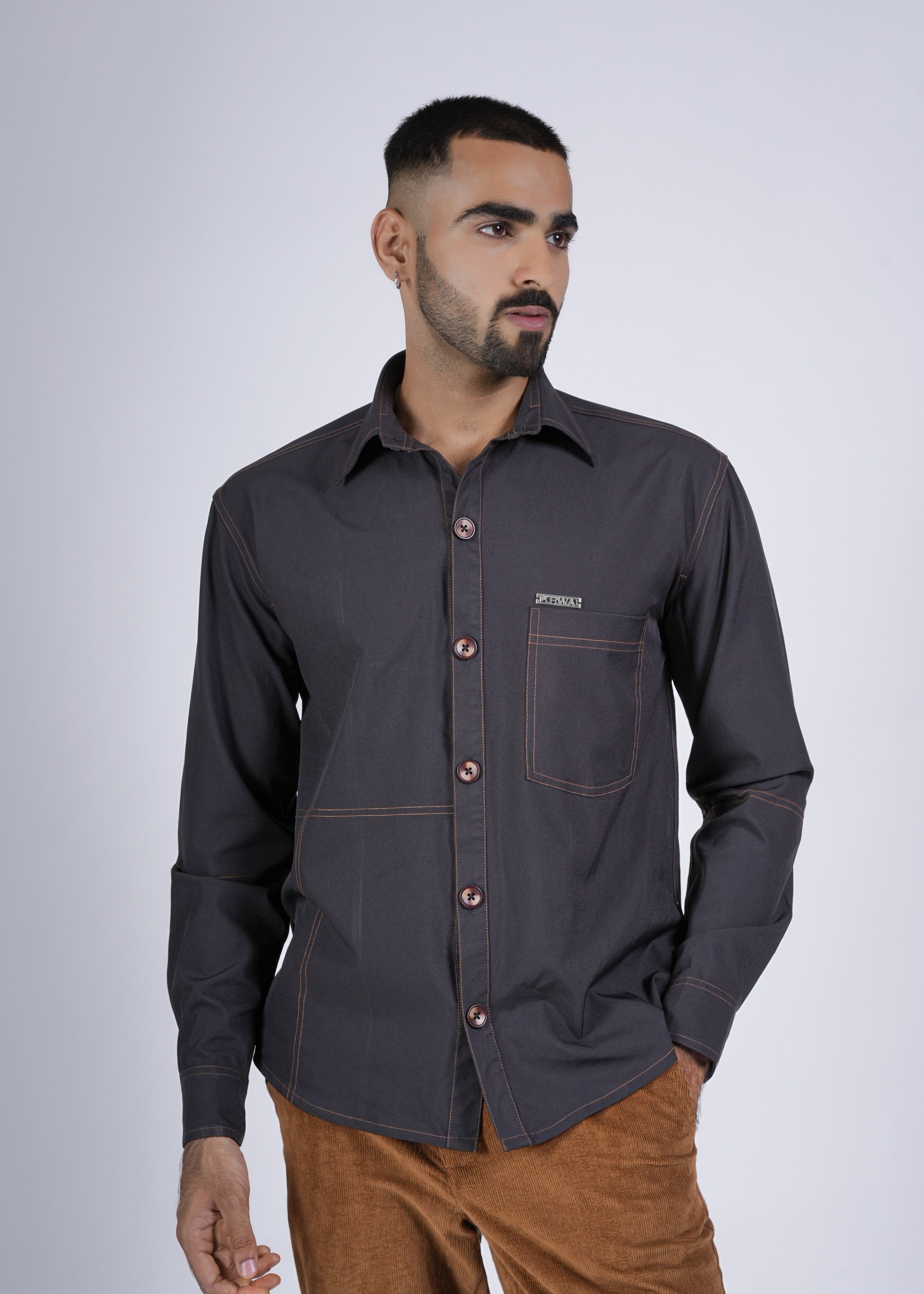 Black Shirt with Contrast Stitching