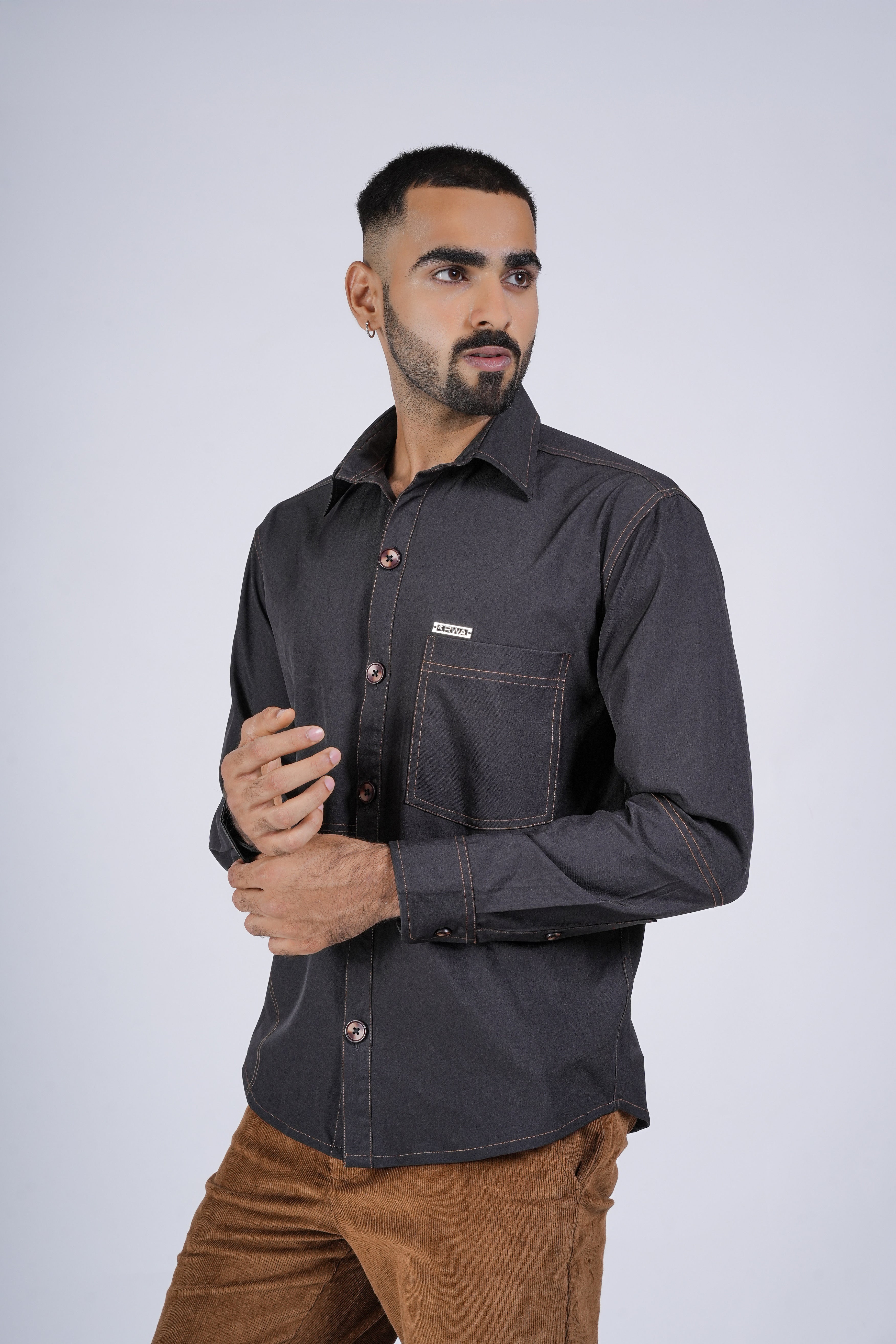 Black Shirt with Contrast Stitching