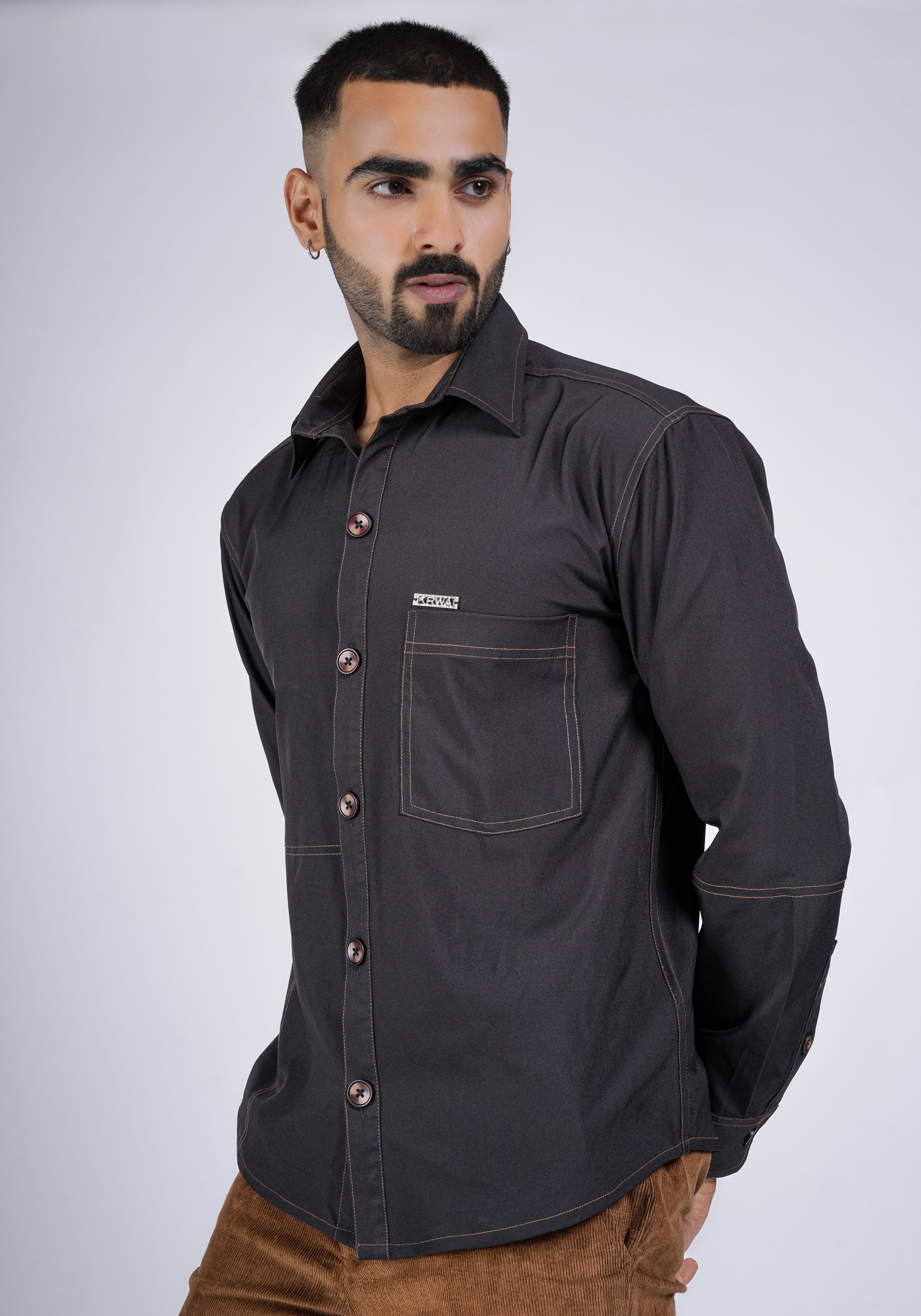 Black Shirt with Contrast Stitching