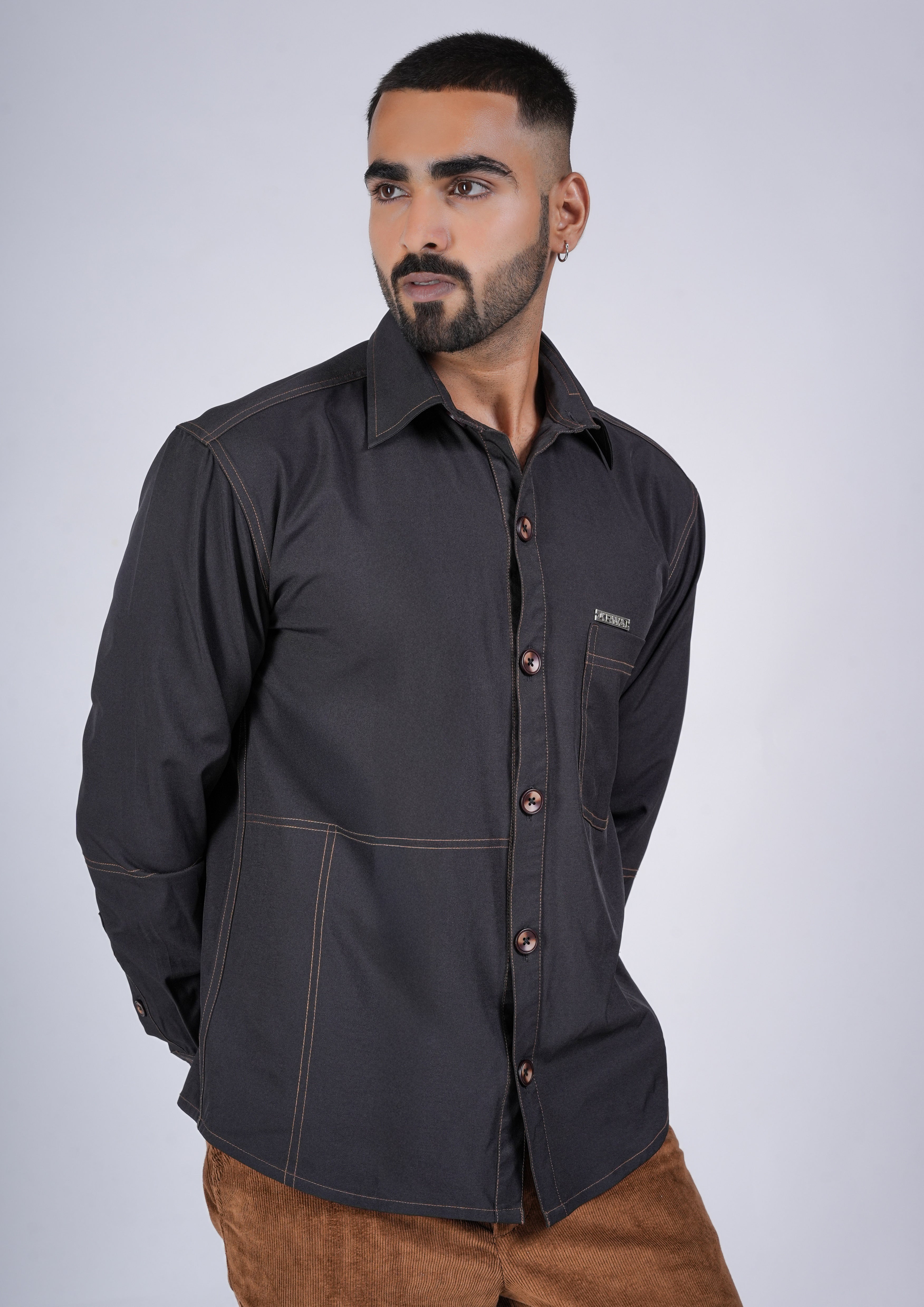 Black Shirt with Contrast Stitching