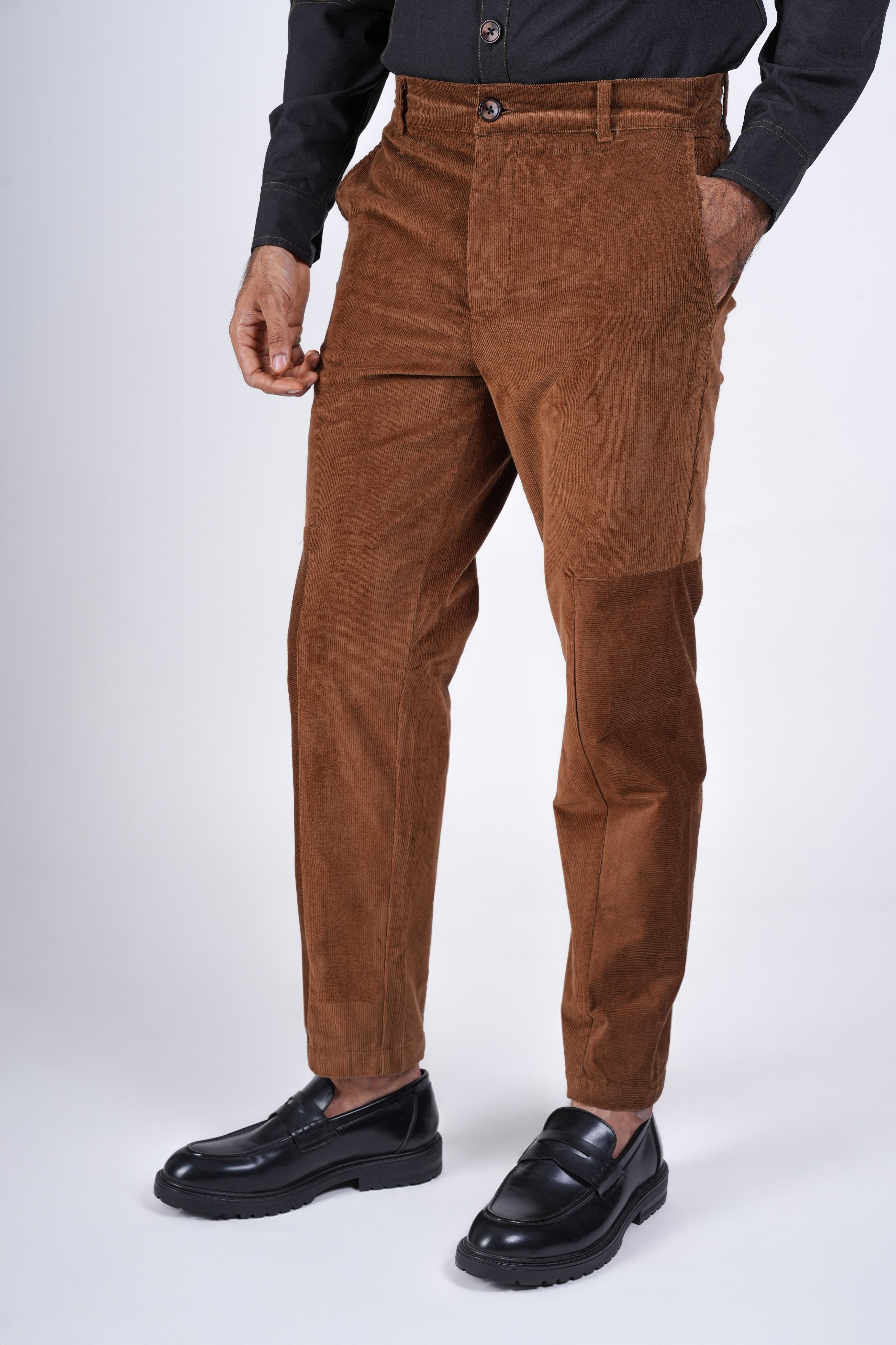 Textured Brown Corduroy Chino