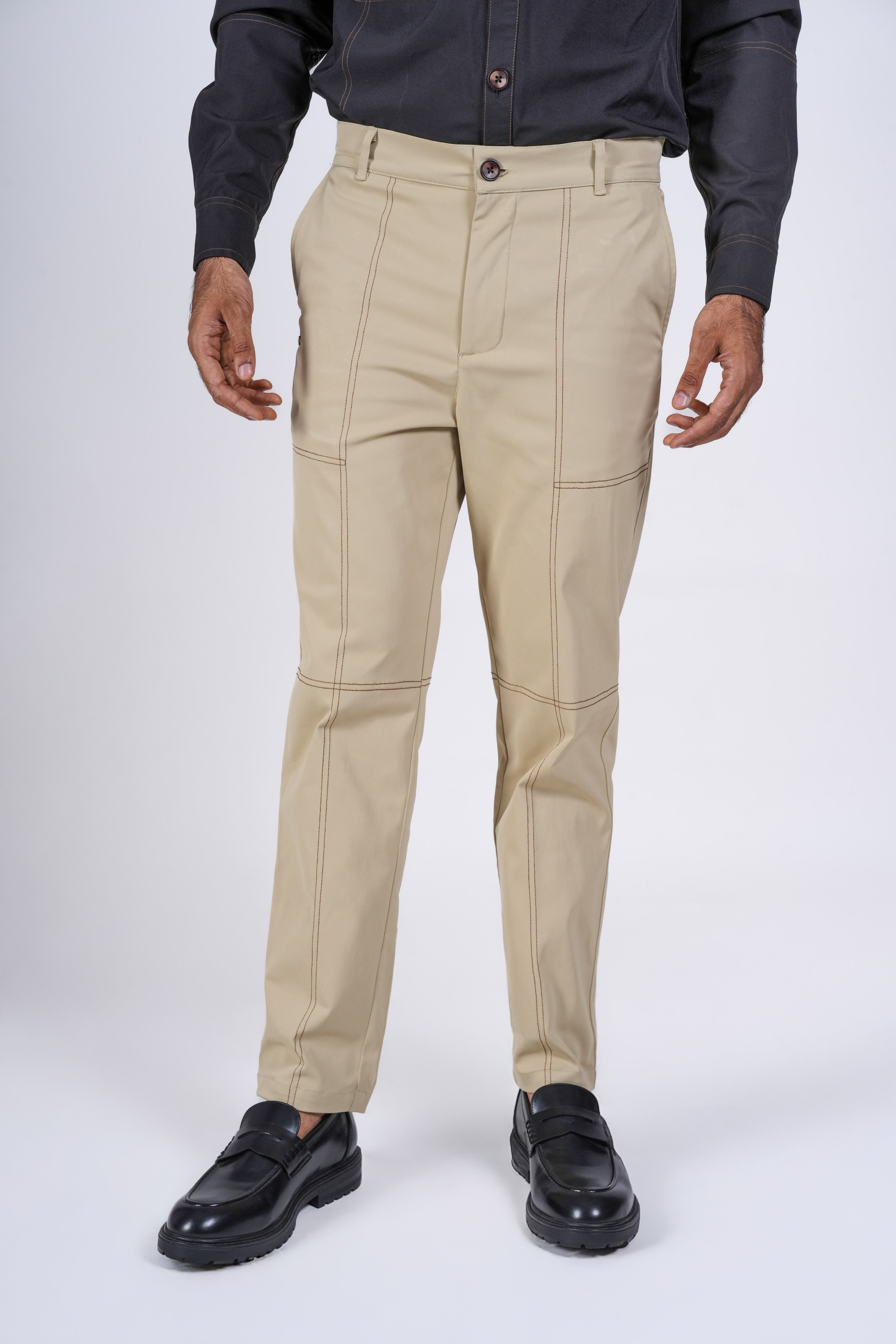Khaki Contrast Stitch Chinos