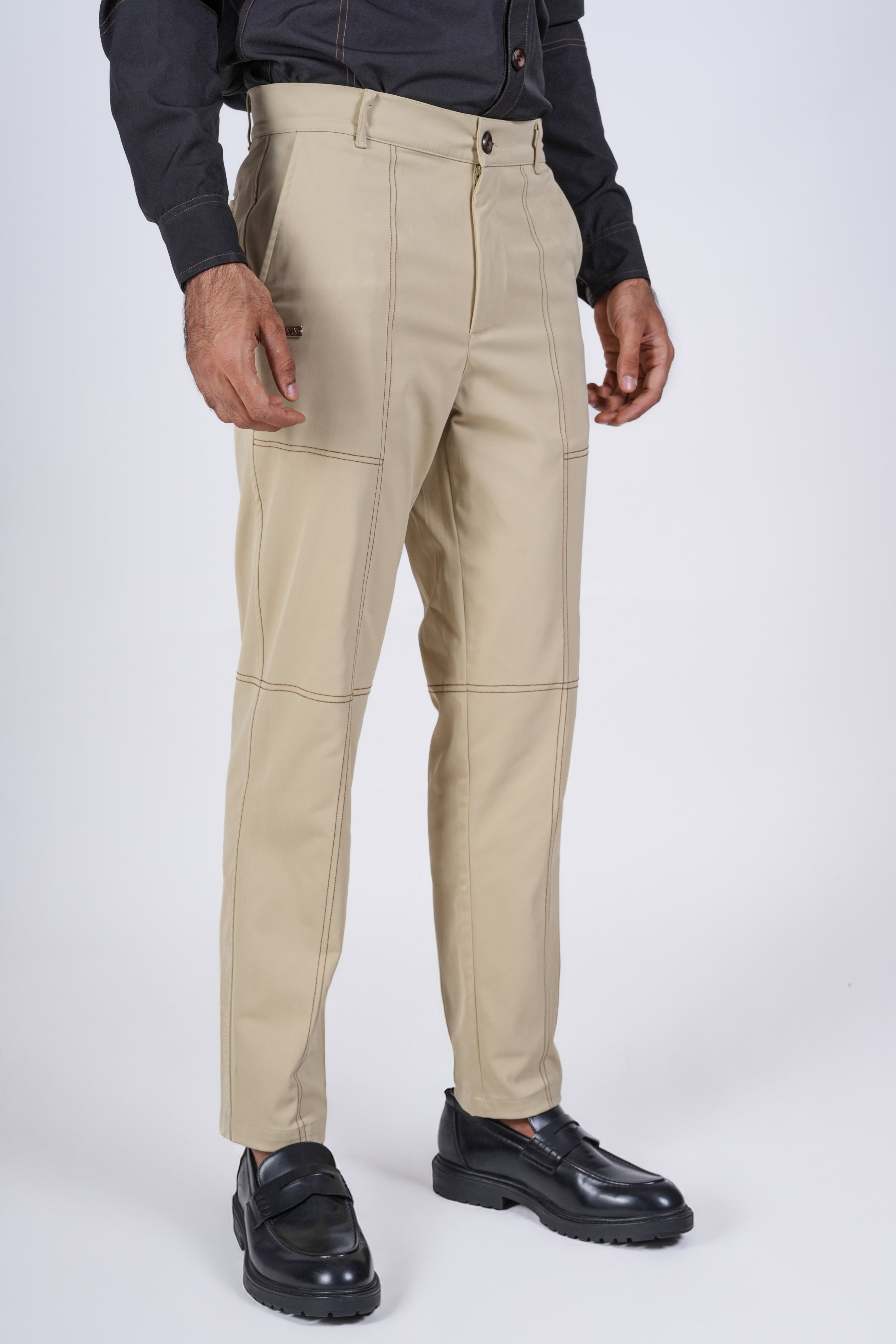 Khaki Contrast Stitch Chinos