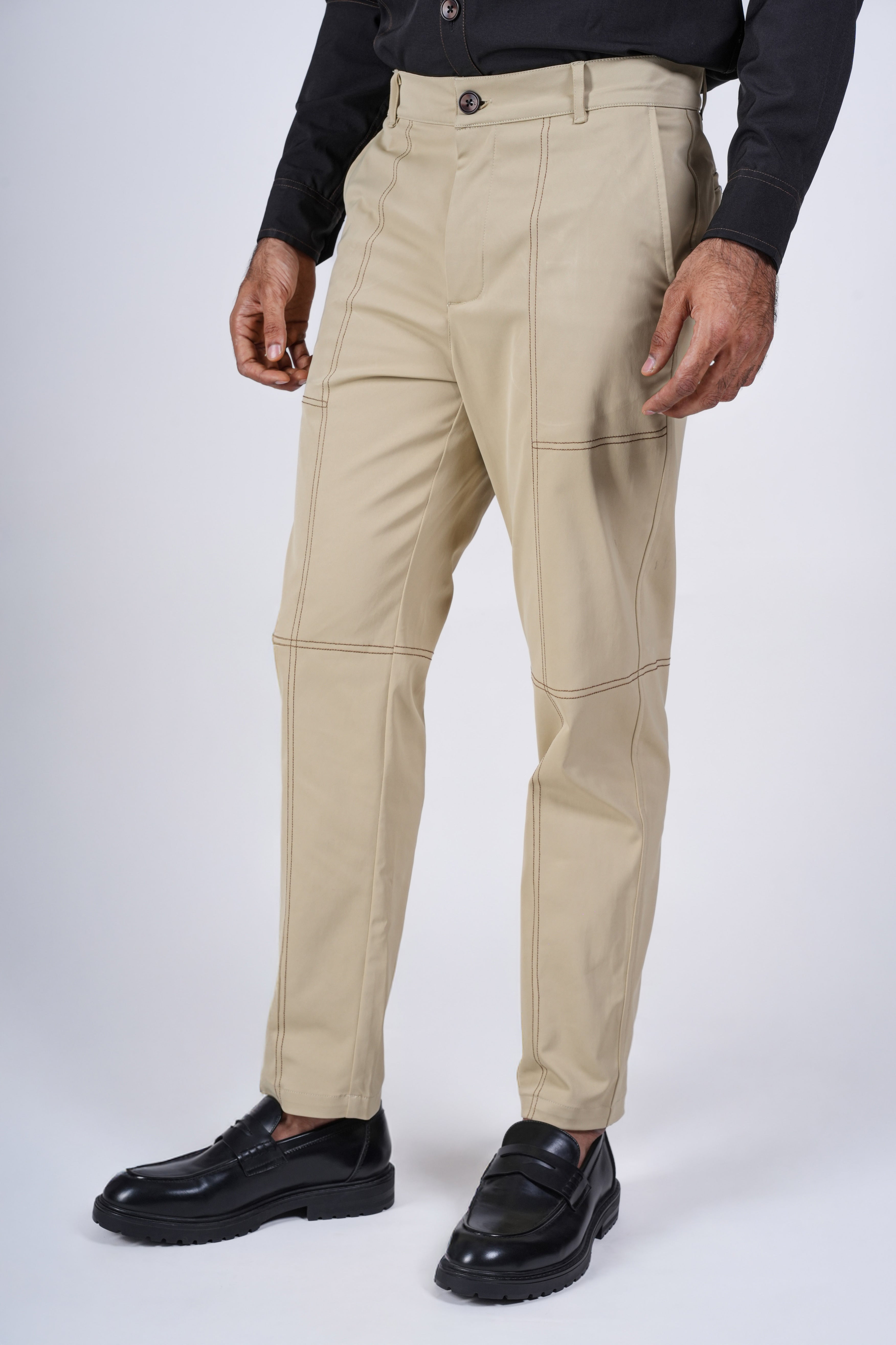 Khaki Contrast Stitch Chinos