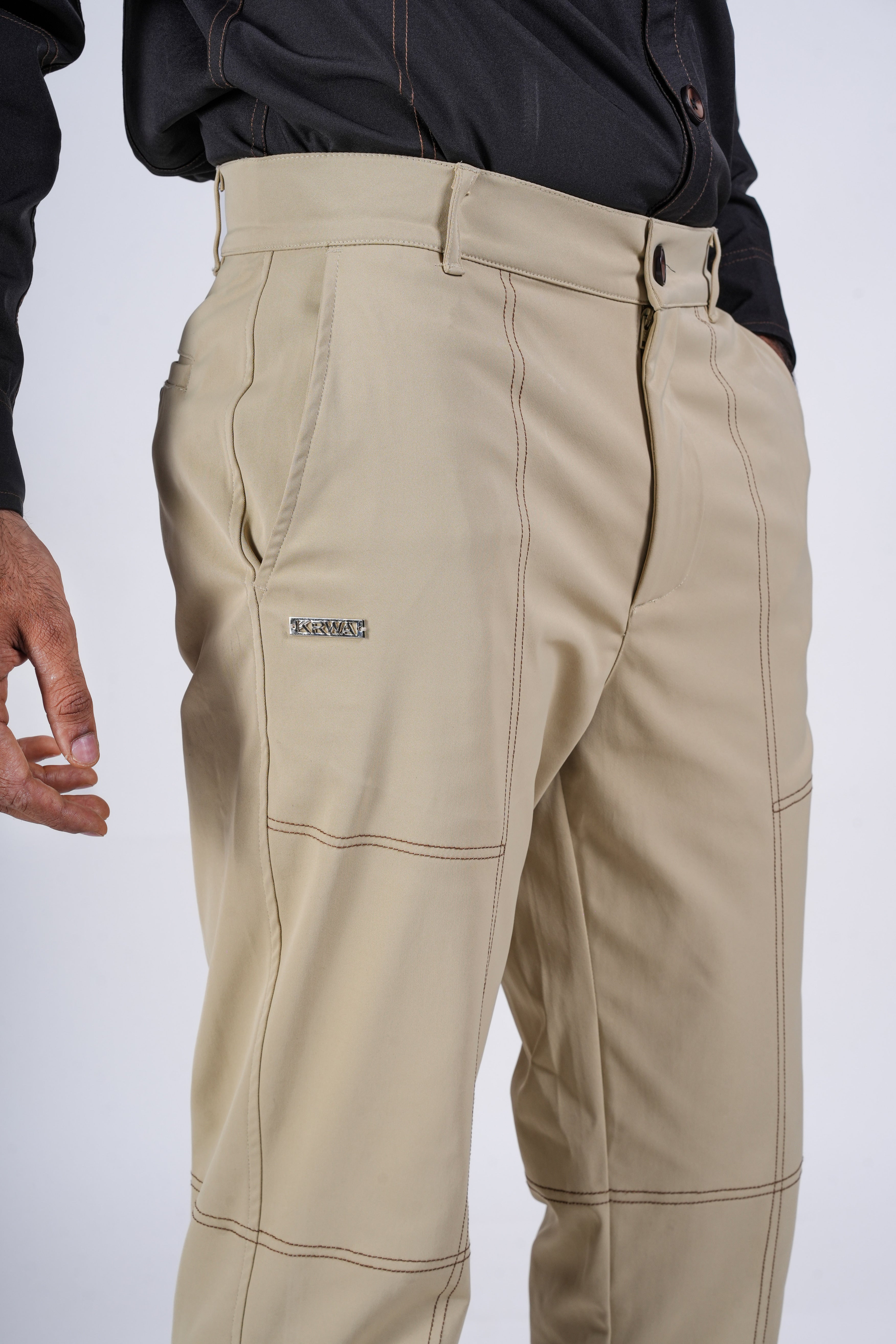 Khaki Contrast Stitch Chinos