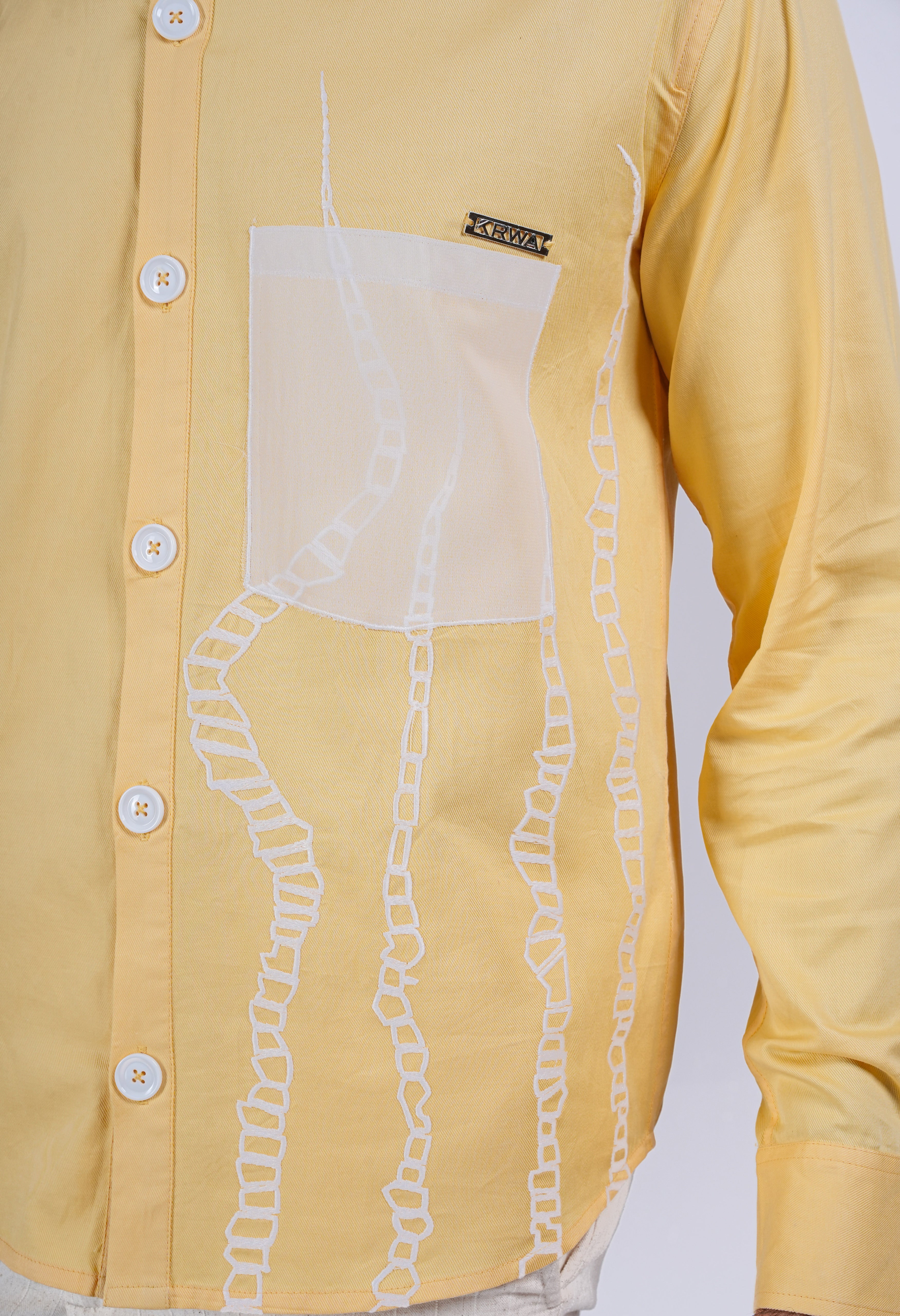 Unisex Yellow Shirt with Abstract Embroidery