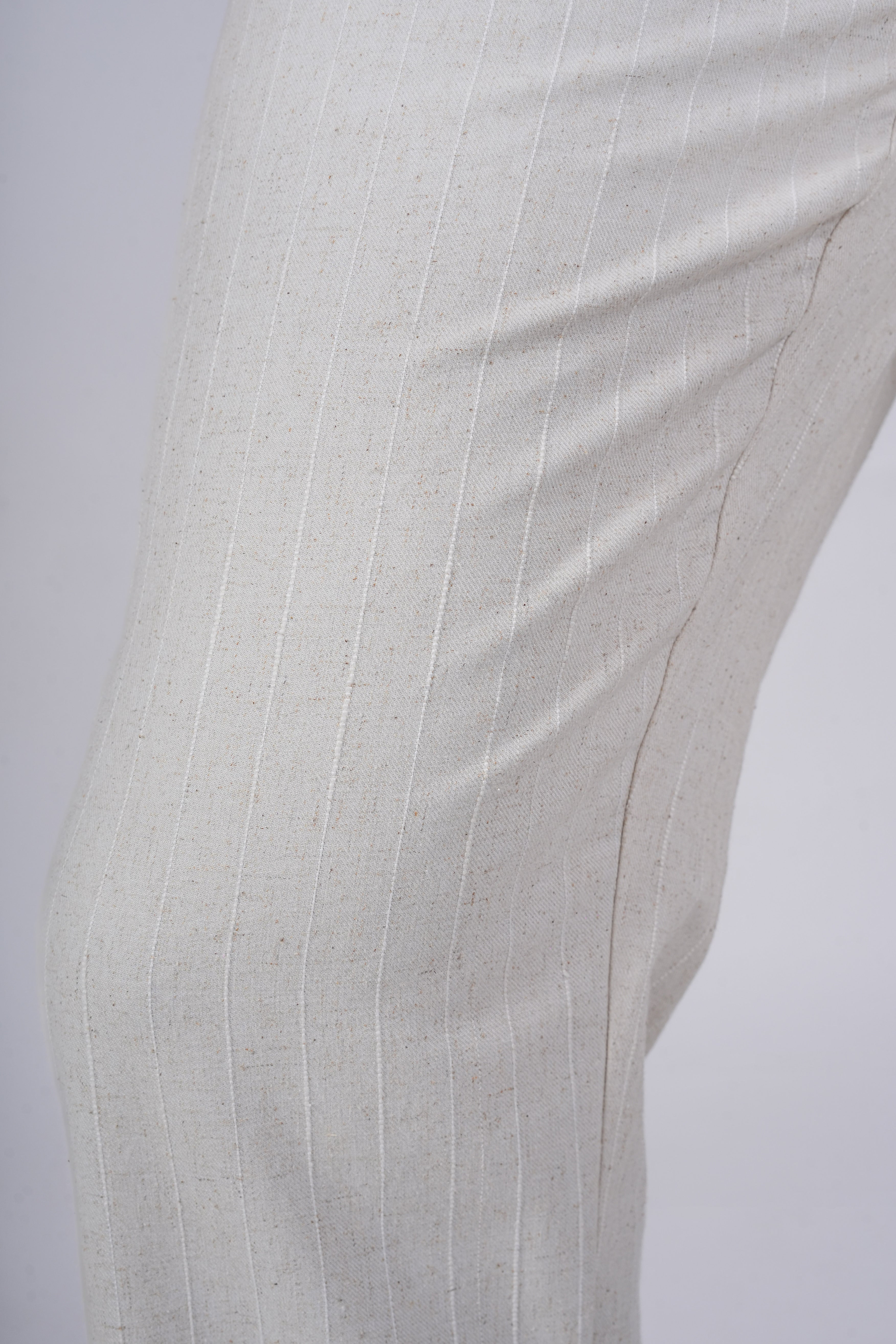 Beige Embroidered Chinos