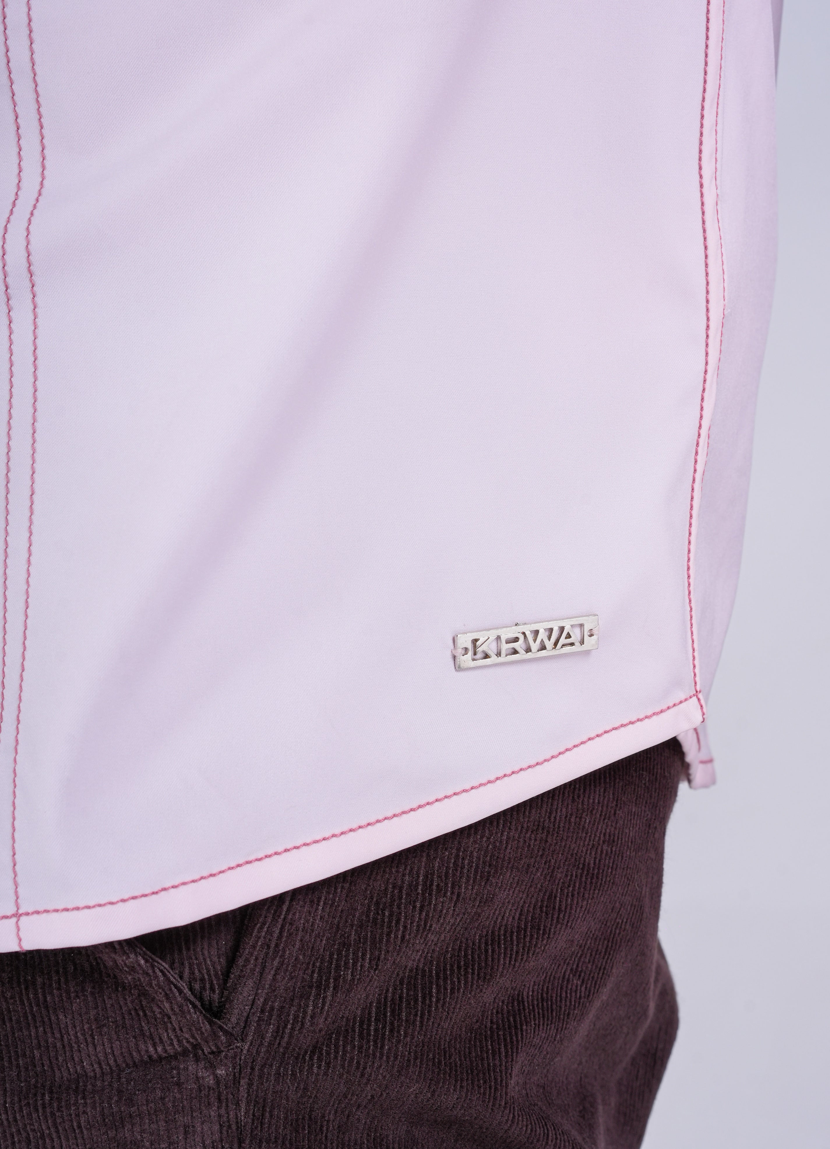 Pink Shirt with Box Stitch Pockets