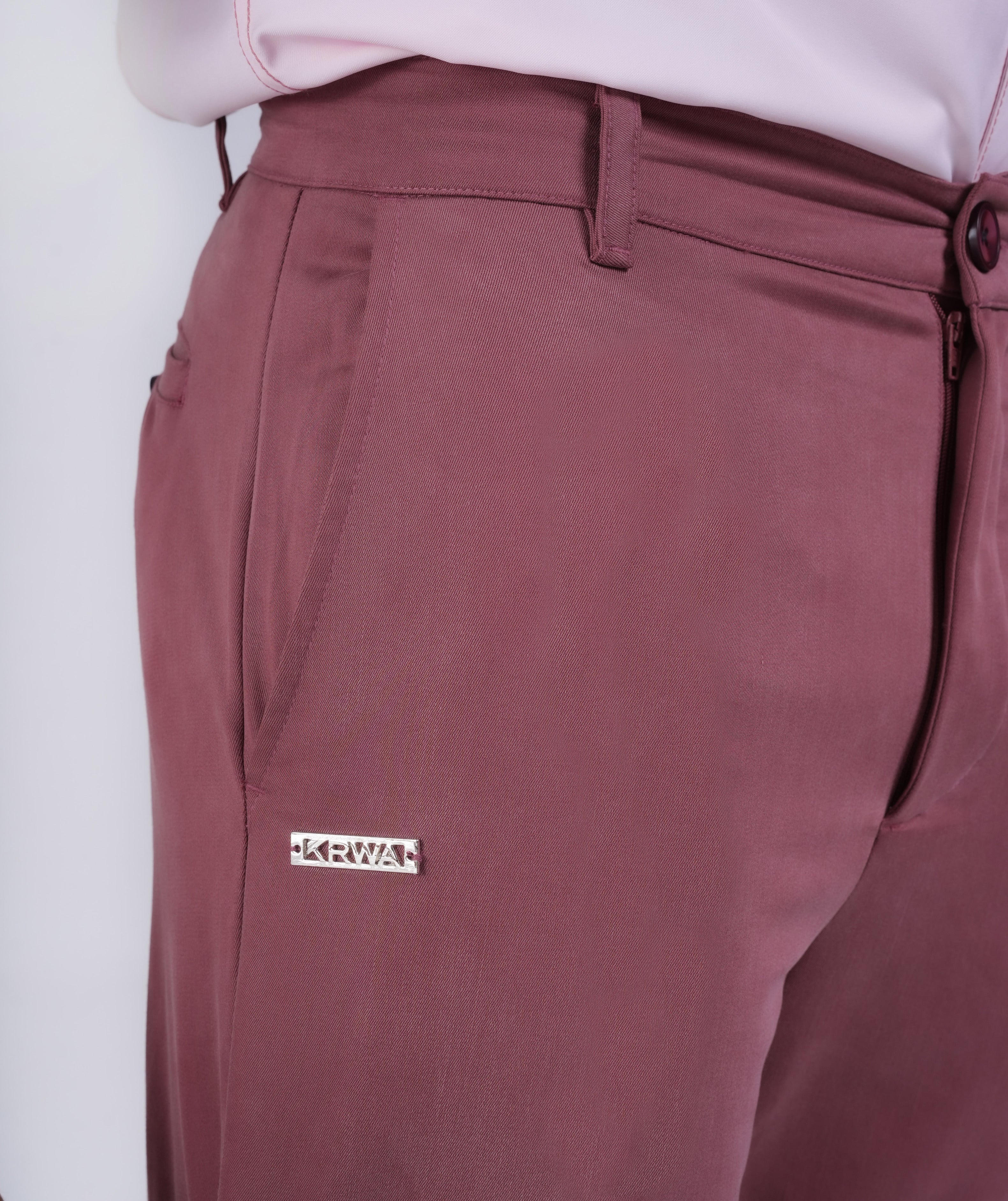 Mauve Chinos with Stitch Panels