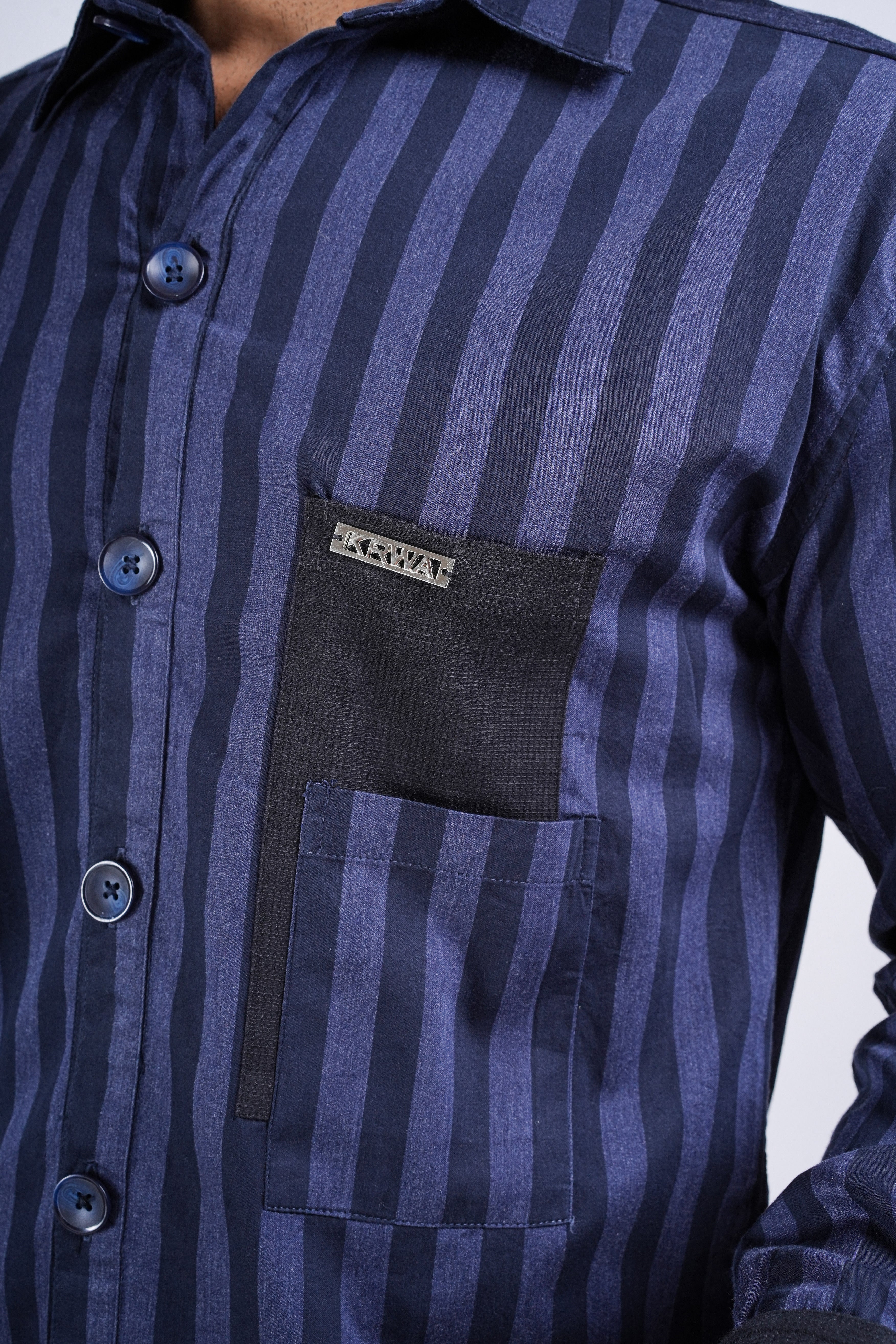 Unisex Indigo Cotton Striped Shirt