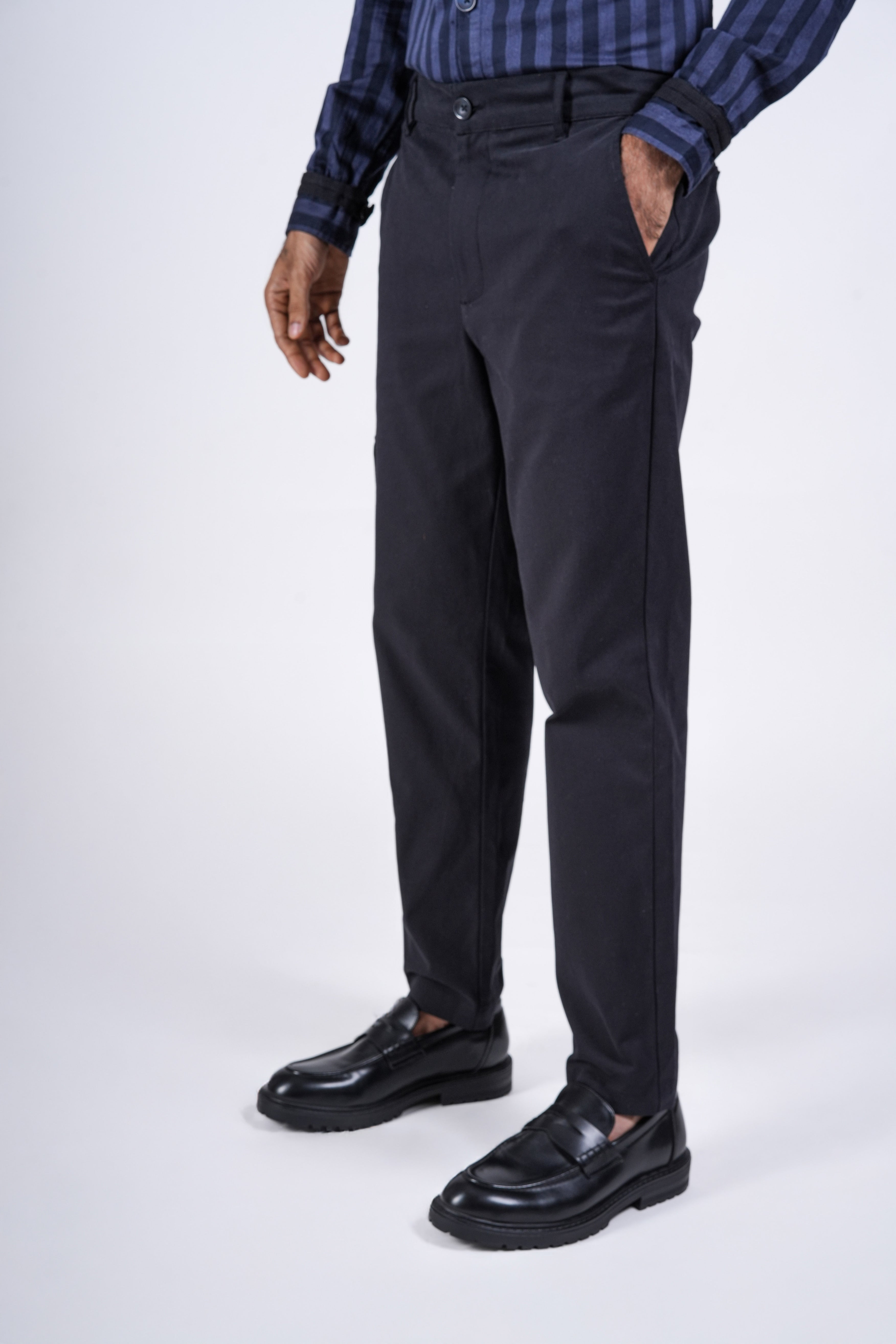 Black Cotton Chinos