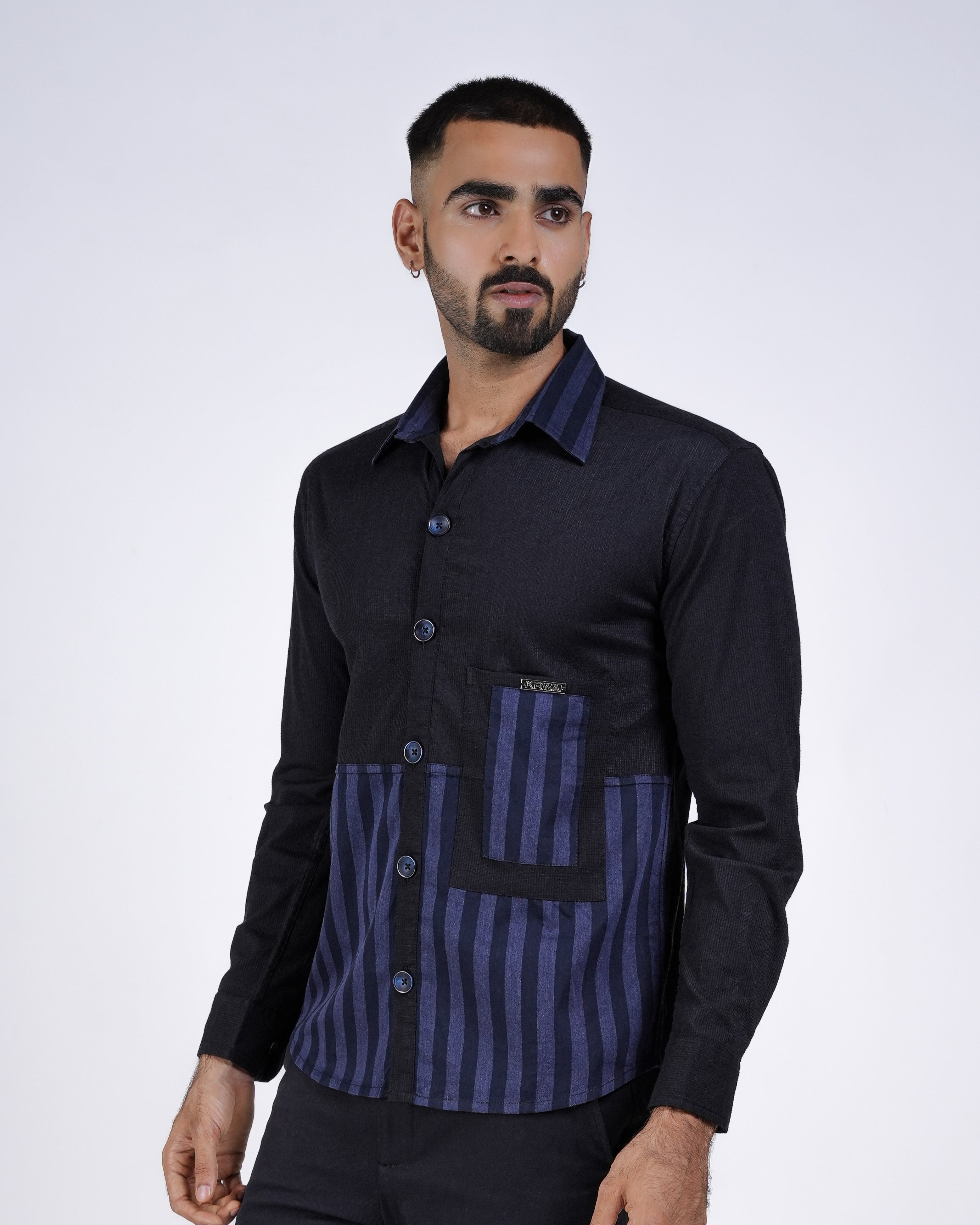 Black and Navy Panel Shirt