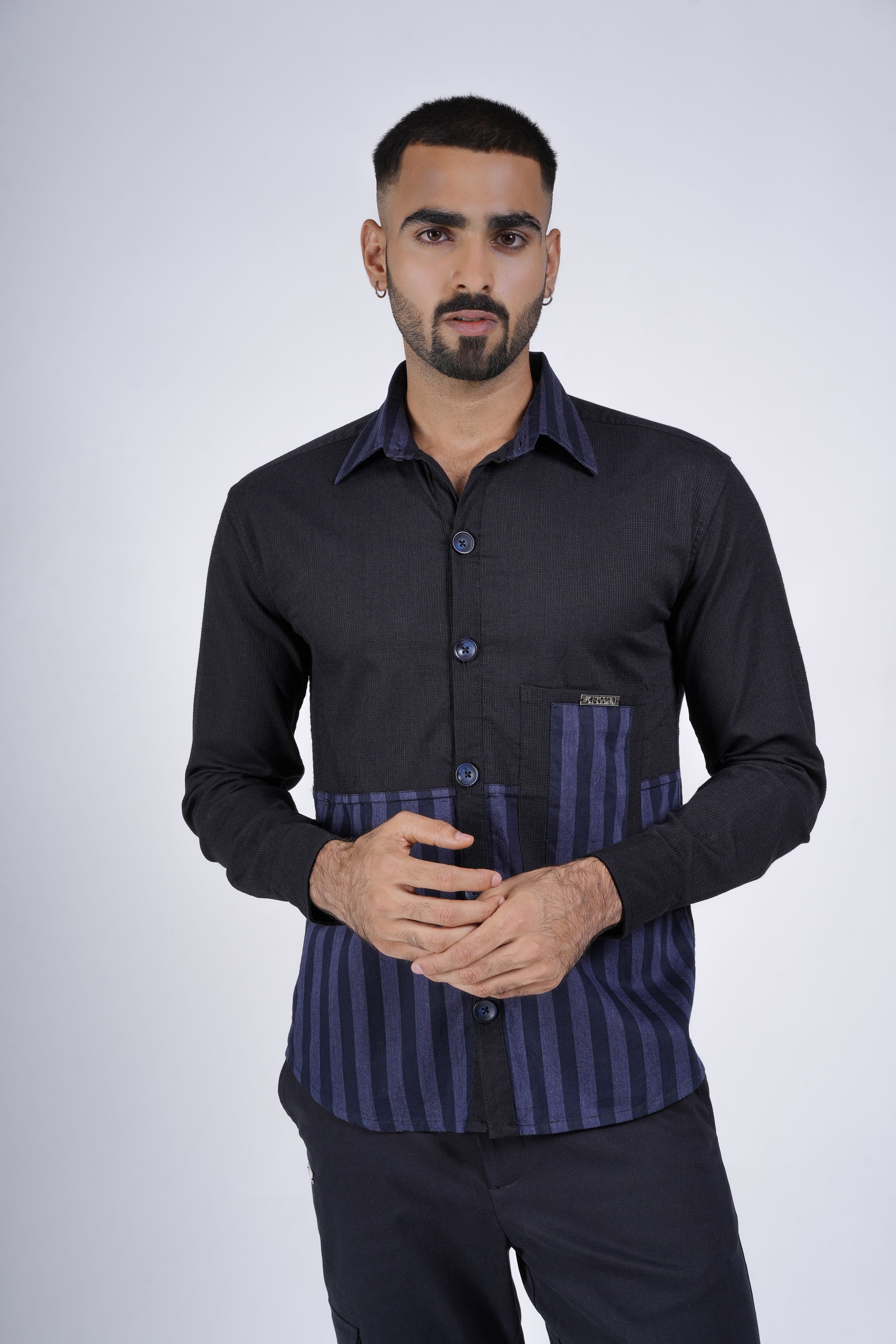 Black and Navy Panel Shirt