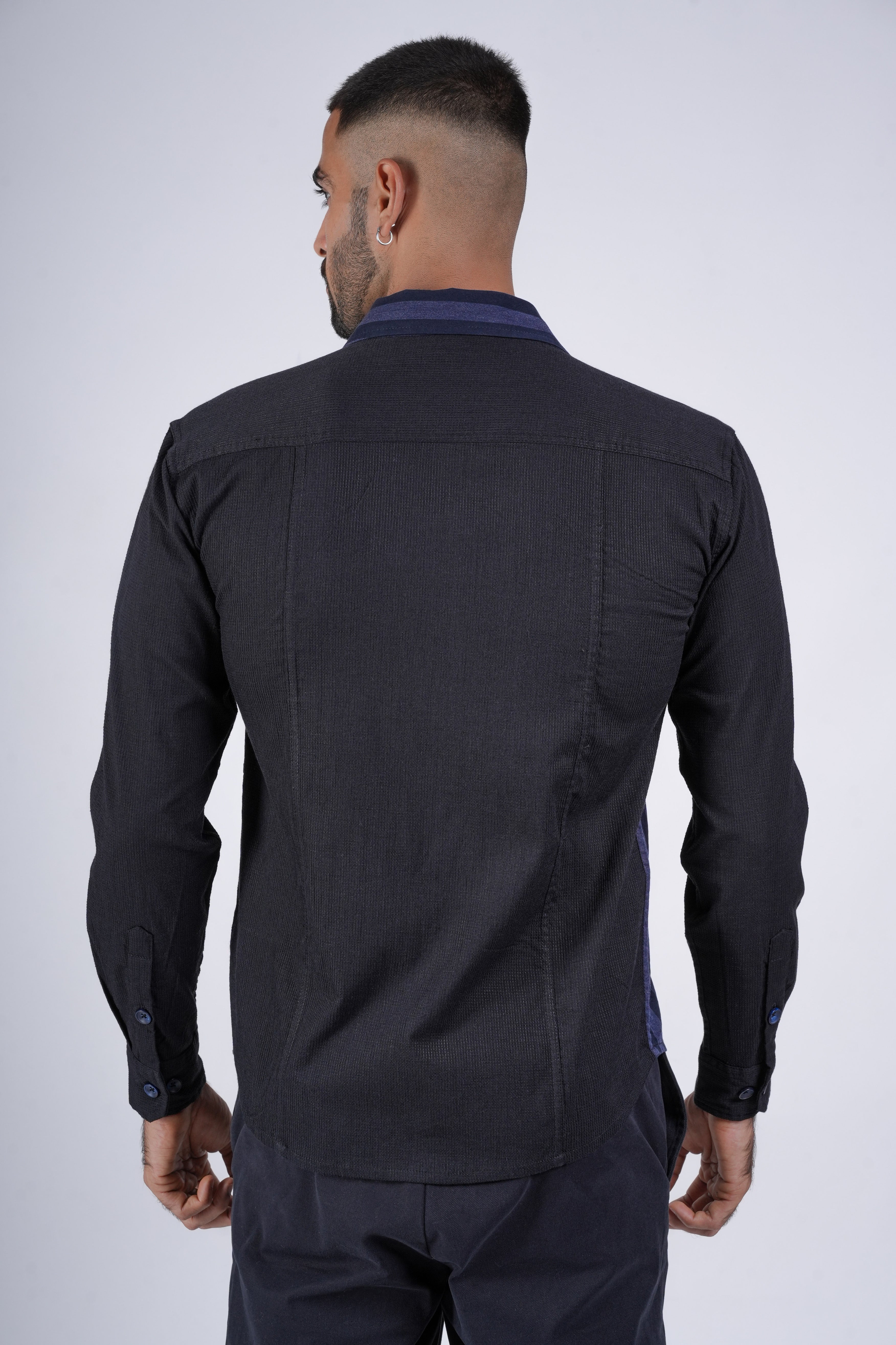 Black and Navy Panel Shirt