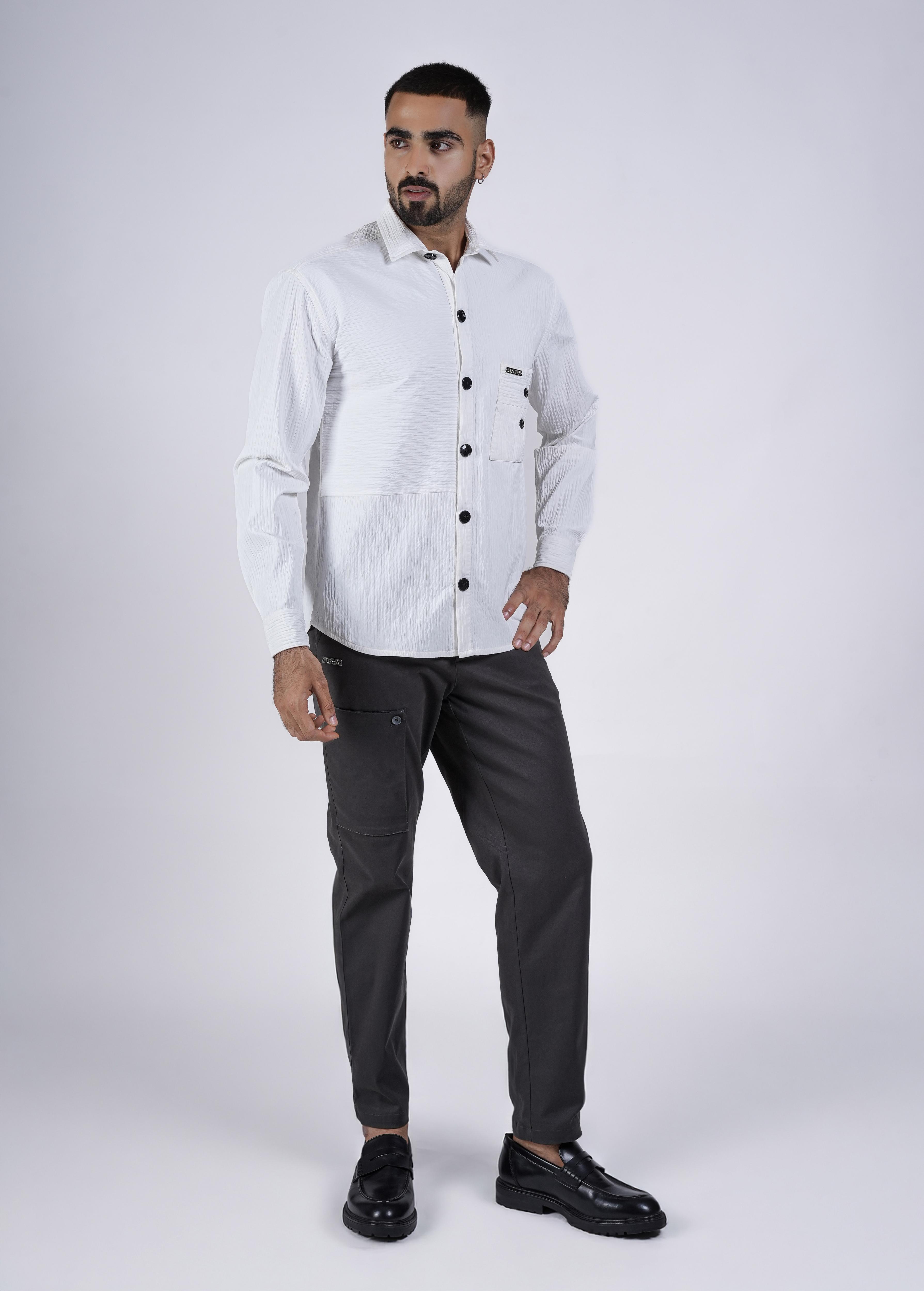 Dark Grey Chinos with Abstract Embroidery