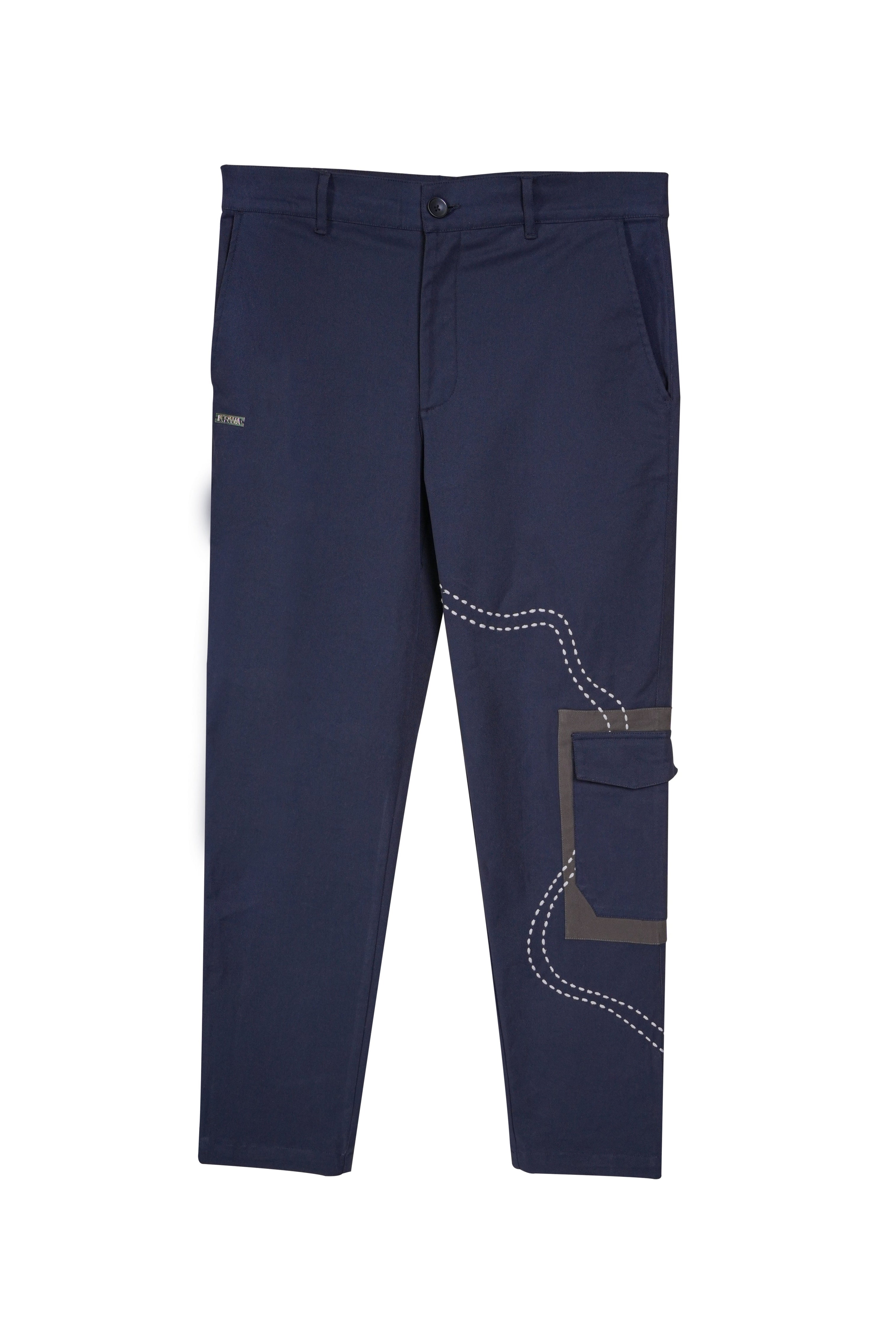 Navy Chino with Embroidery Detail
