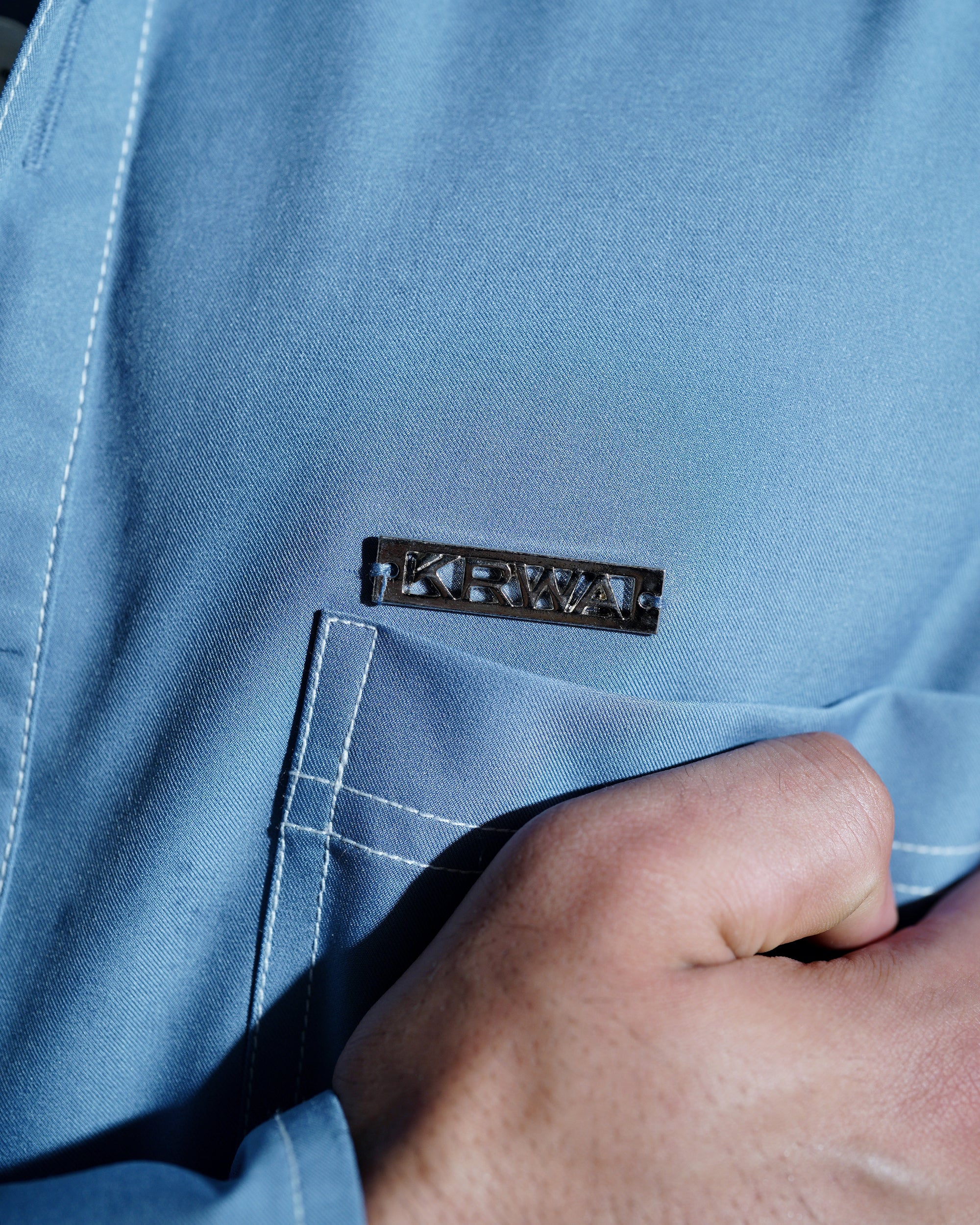 Blue Rich Solid Contrast Stitch Shirt