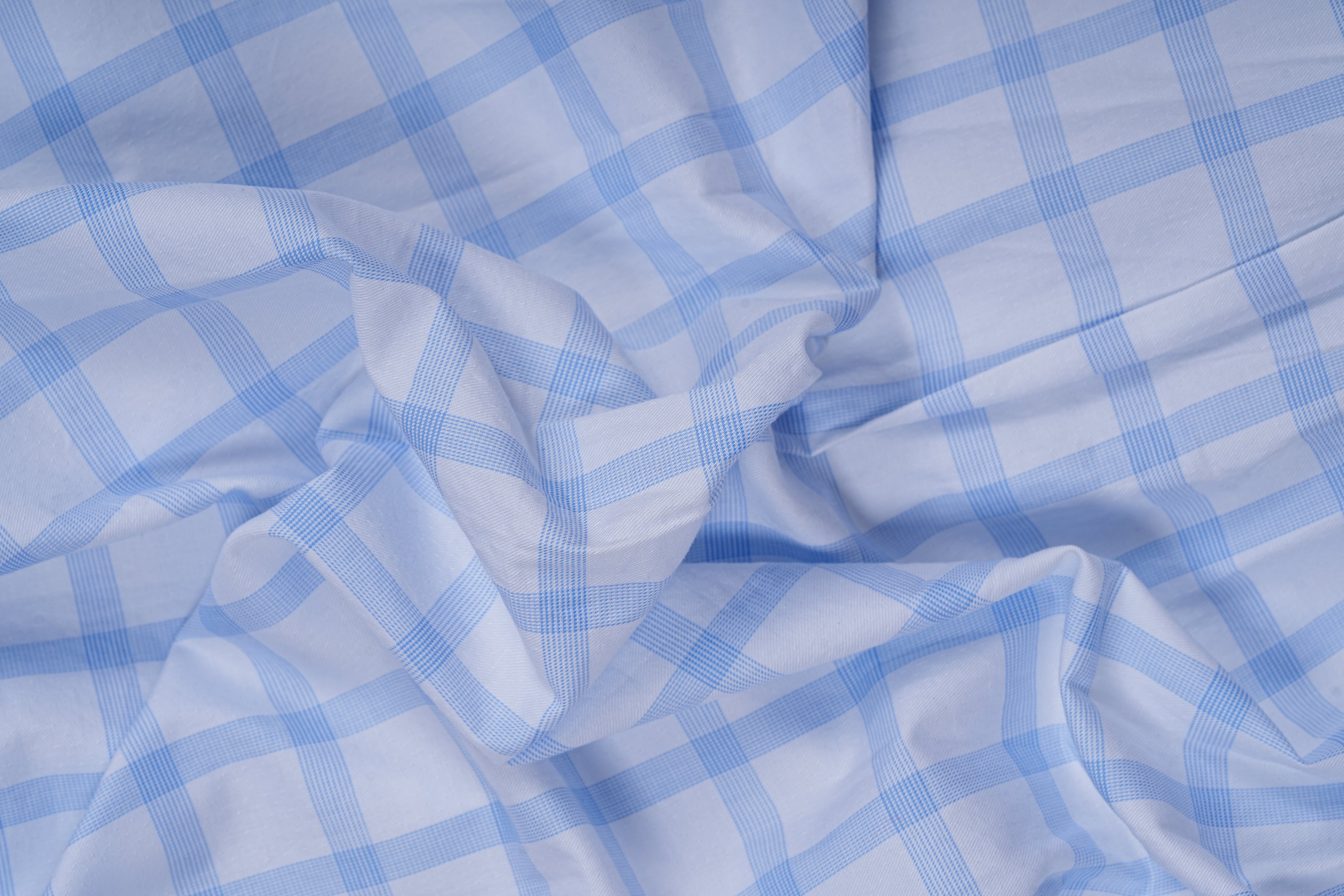 Sky Checks Cotton Shirt With Hand Embriodery