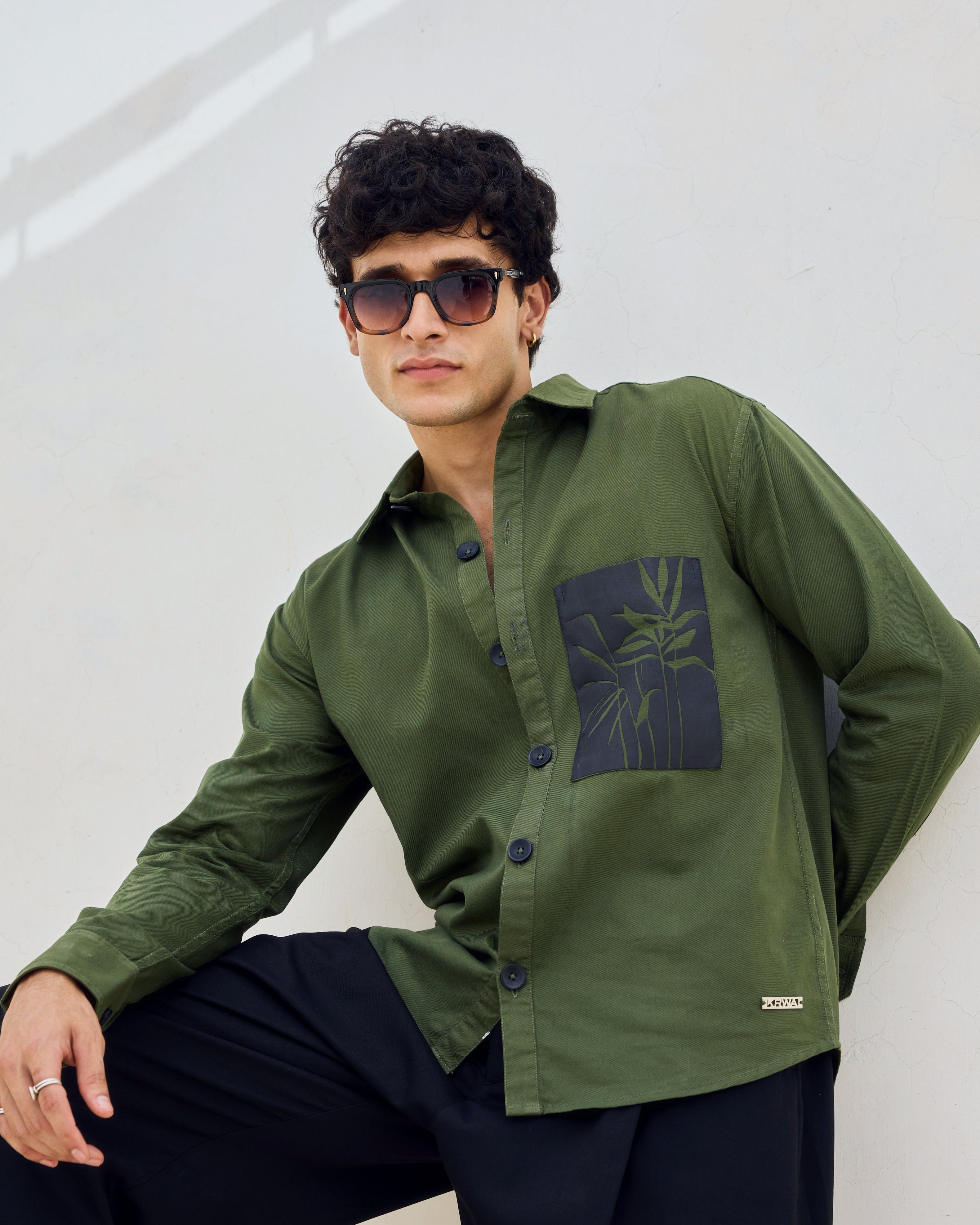 Unisex Green Cotton Twill Shirt